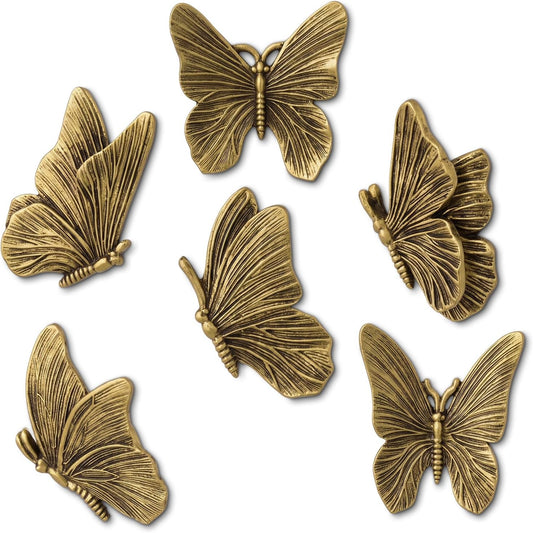 Yerliker 6 Pcs Antique Gold 3D Butterfly Wall Decor, Resin