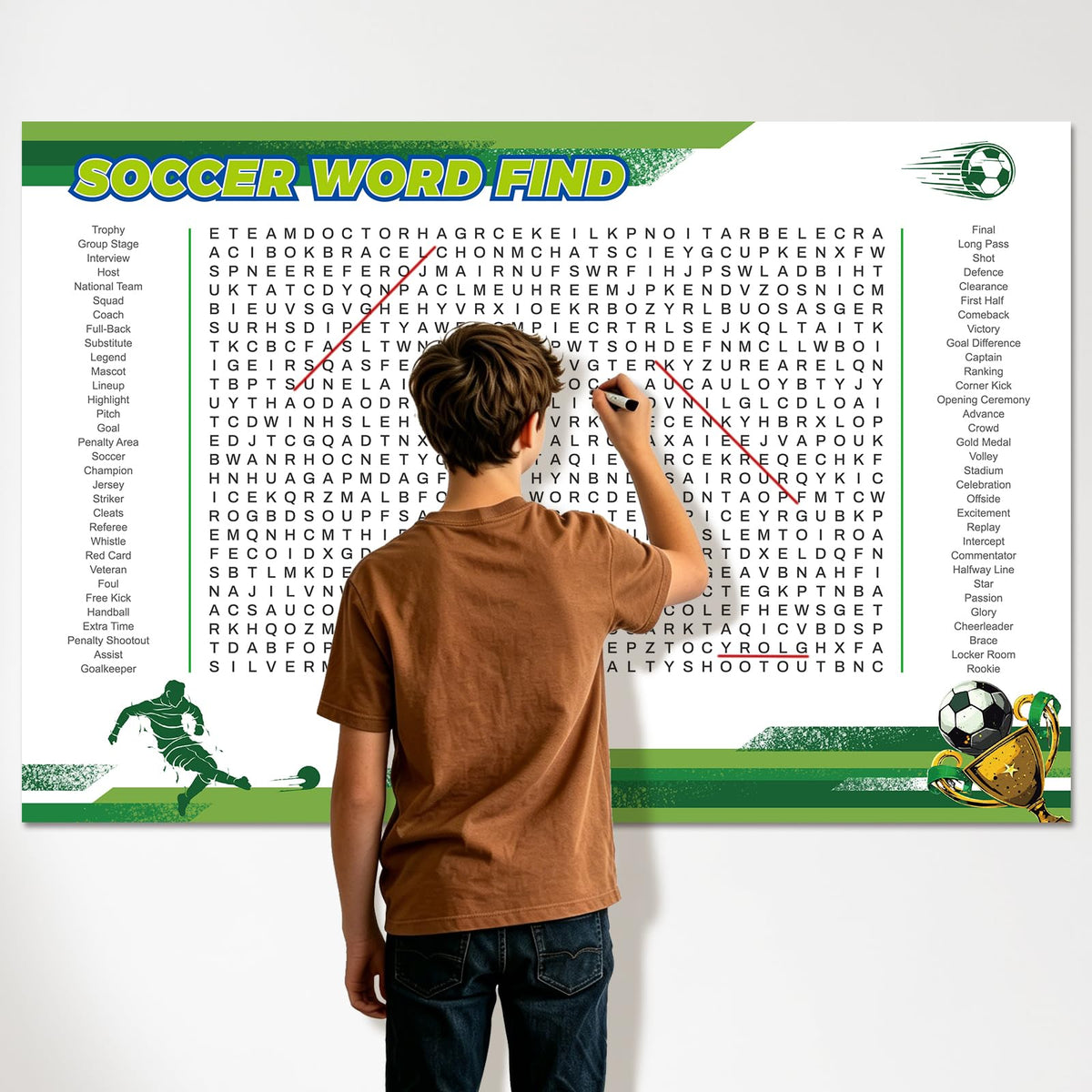WBCPATY Giant Thanksgiving Word Search Poster, 53" X 36" Jumbo Holiday Word Find Wall Poster, Wall Game with 64 Words for Family Holiday Party Activity