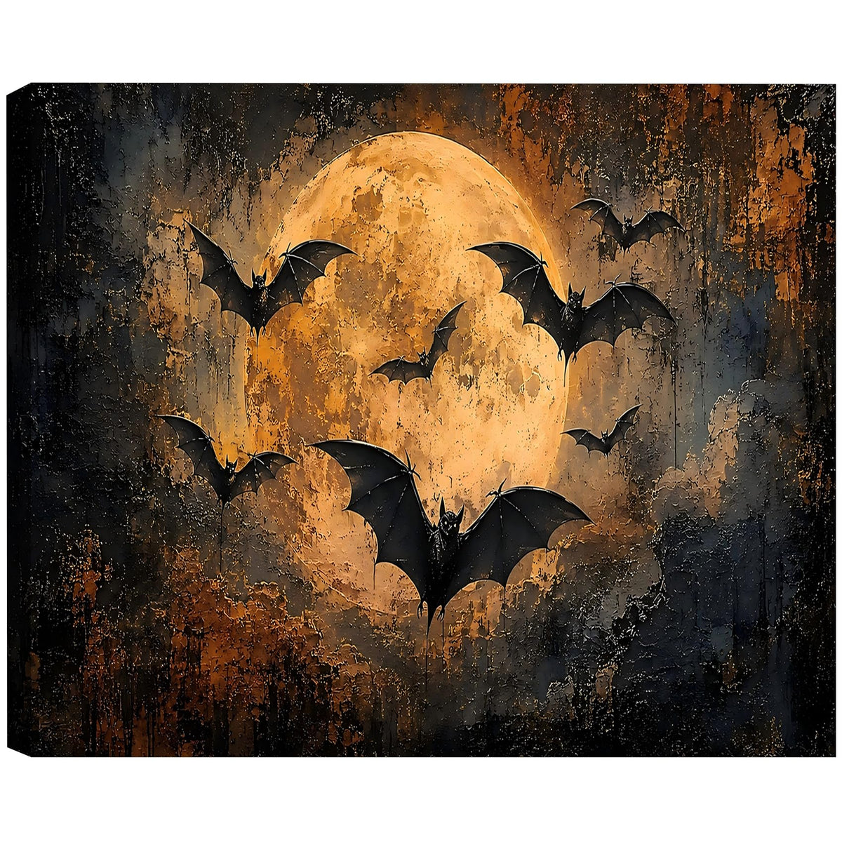 Framed Halloween Ghost Bathroom Canvas Wall Art 8x12 In, Funny Spooky Toilet Scene Canvas Prints Artwork, Dark Halloween Wall Decor Pictures for Office Home Decoration