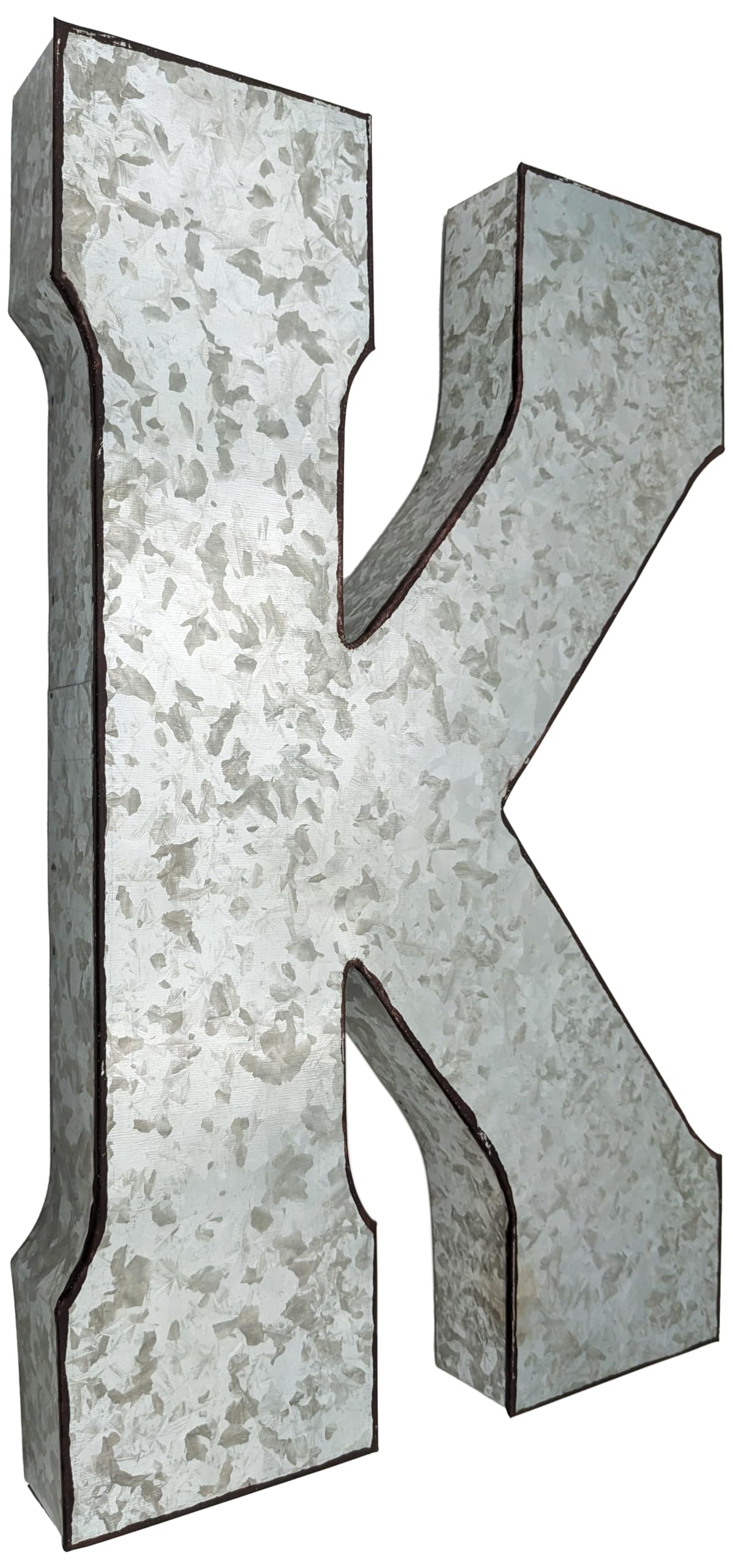 SciencePurchase 20" Metal Letter C Wall Decor, Silver with Rusted Edges, Galvanized Wall Mountable Decoration for Country, Mid-Century, or Farmhouse Themed Room or Event