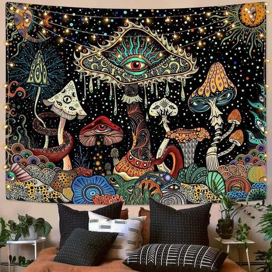 Yeoiat Mushroom Tapestry Hippie Tapestry for Bedroom Cute Tapestries Aesthetic Wall Tapestries Hanging for Bedroom Dorm Living Room (Mushroom, 36.00" X 48.00")