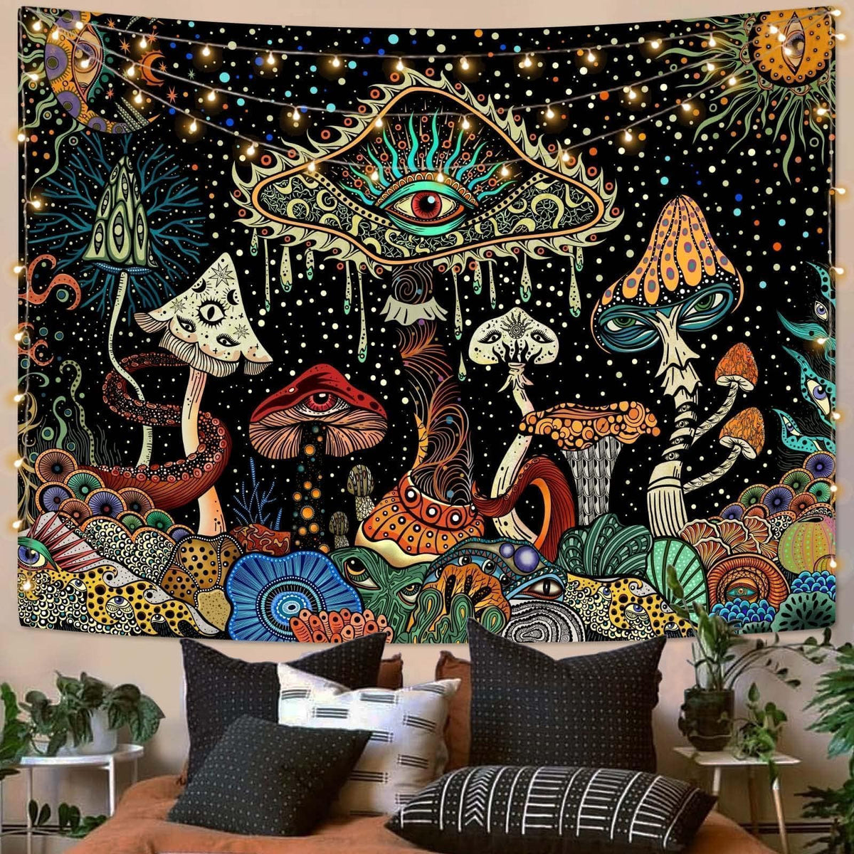 Yeoiat Mushroom Tapestry Hippie Tapestry for Bedroom Cute Tapestries Aesthetic Wall Tapestries Hanging for Bedroom Dorm Living Room (Mushroom, 36.00" X 48.00")