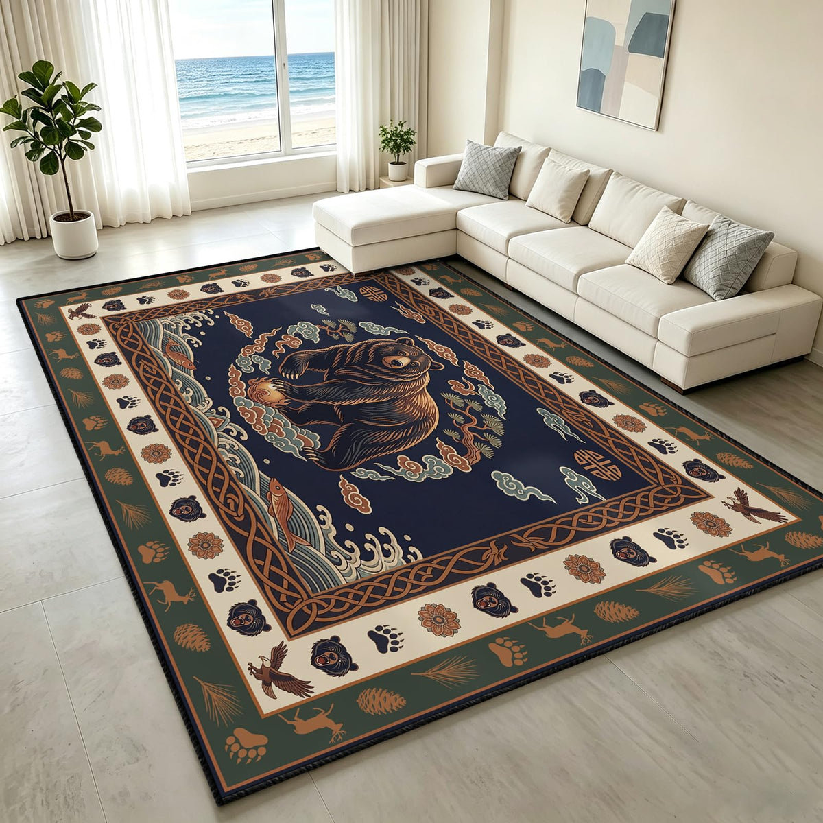 Indian Elephant Area Rug 3x5 Red Vintage Boho Tapestry Style Carpet