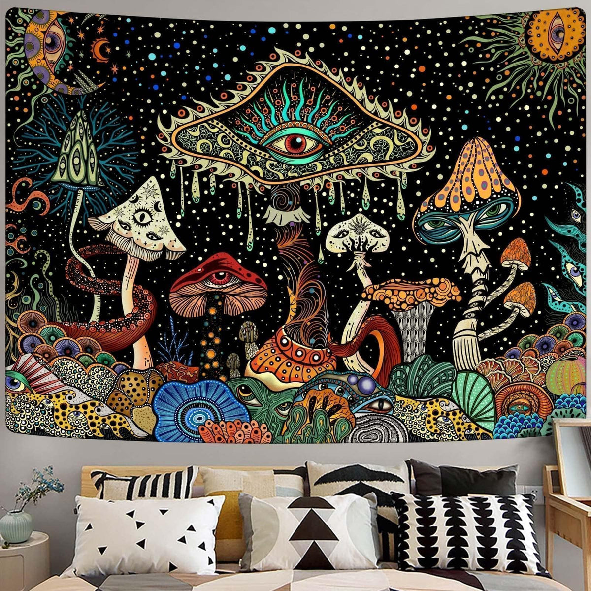 Yeoiat Mushroom Tapestry Hippie Tapestry for Bedroom Cute Tapestries Aesthetic Wall Tapestries Hanging for Bedroom Dorm Living Room (Mushroom, 36.00" X 48.00")