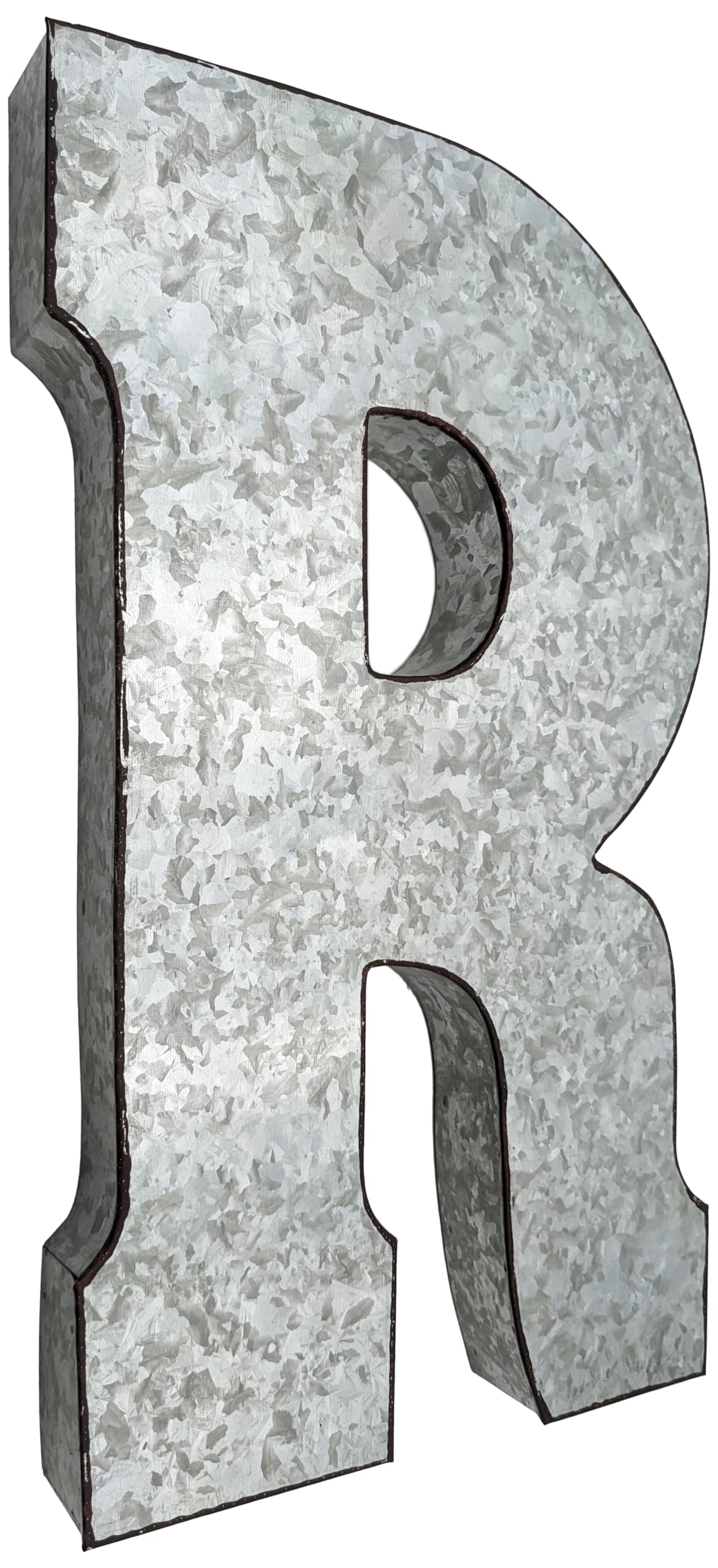 SciencePurchase 20" Metal Letter C Wall Decor, Silver with Rusted Edges, Galvanized Wall Mountable Decoration for Country, Mid-Century, or Farmhouse Themed Room or Event