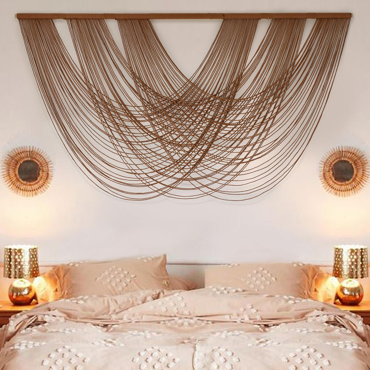Macrame Wall Hanging Boho Tapestry Dip Dyed Ombre Moss Green 57"W*39"L