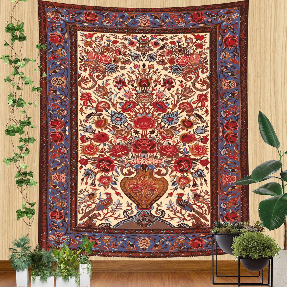 Pink Mandala Tapestry for Bedroom Aesthetic, Boho Art Large Wall Hanging