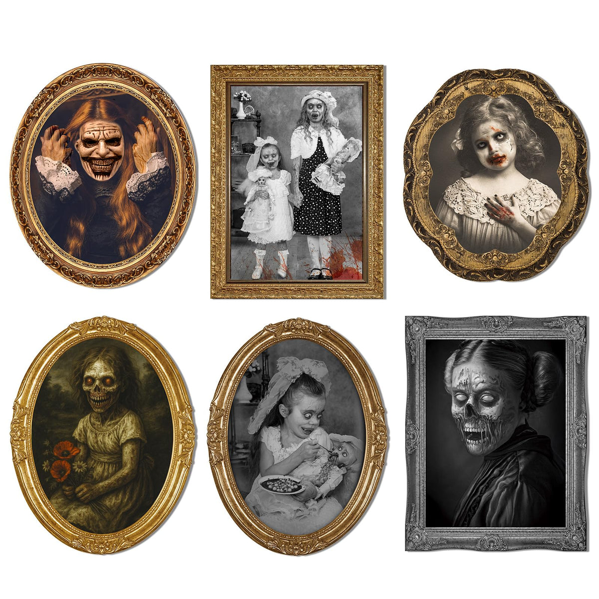 Halloween Decorations Indoor Scary, 3D Changing Face Moving Portraits 6Pack