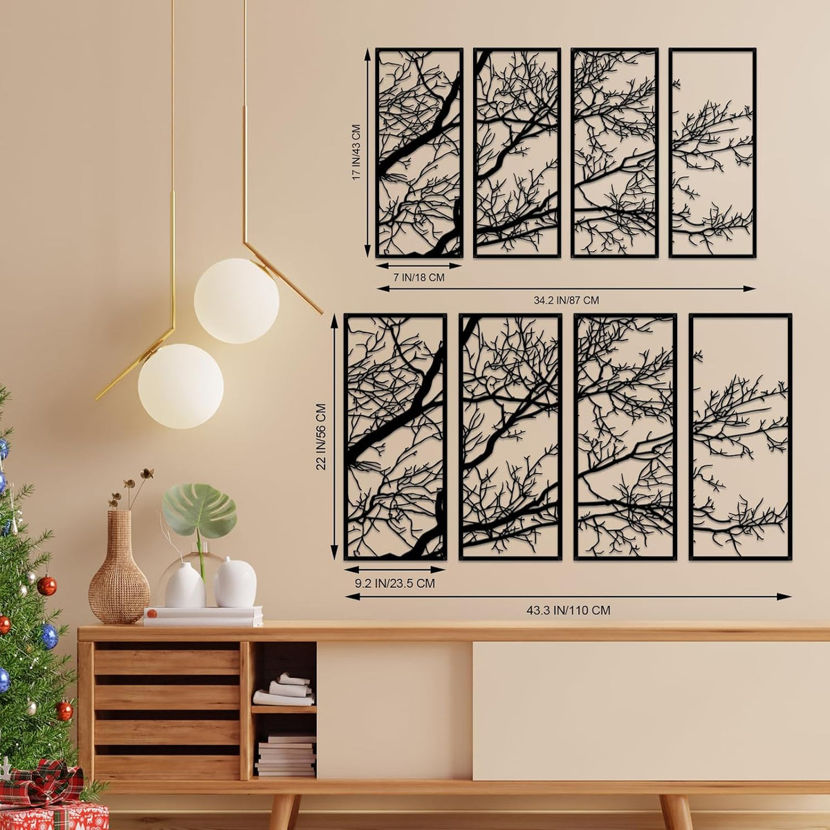 ESTART 4 Pieces Tree of Life Metal Wall Decor, Tree Branch Metal Wall Art
