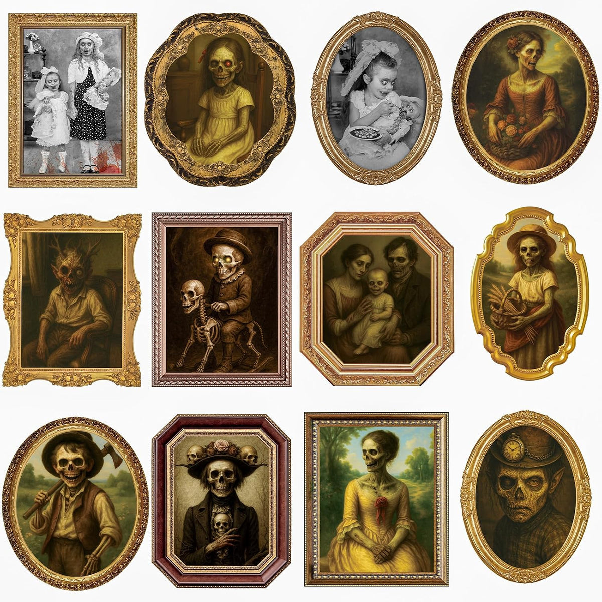 Scary Halloween Decoration Indoor, 12Pack 3D Changing Face Moving Picture