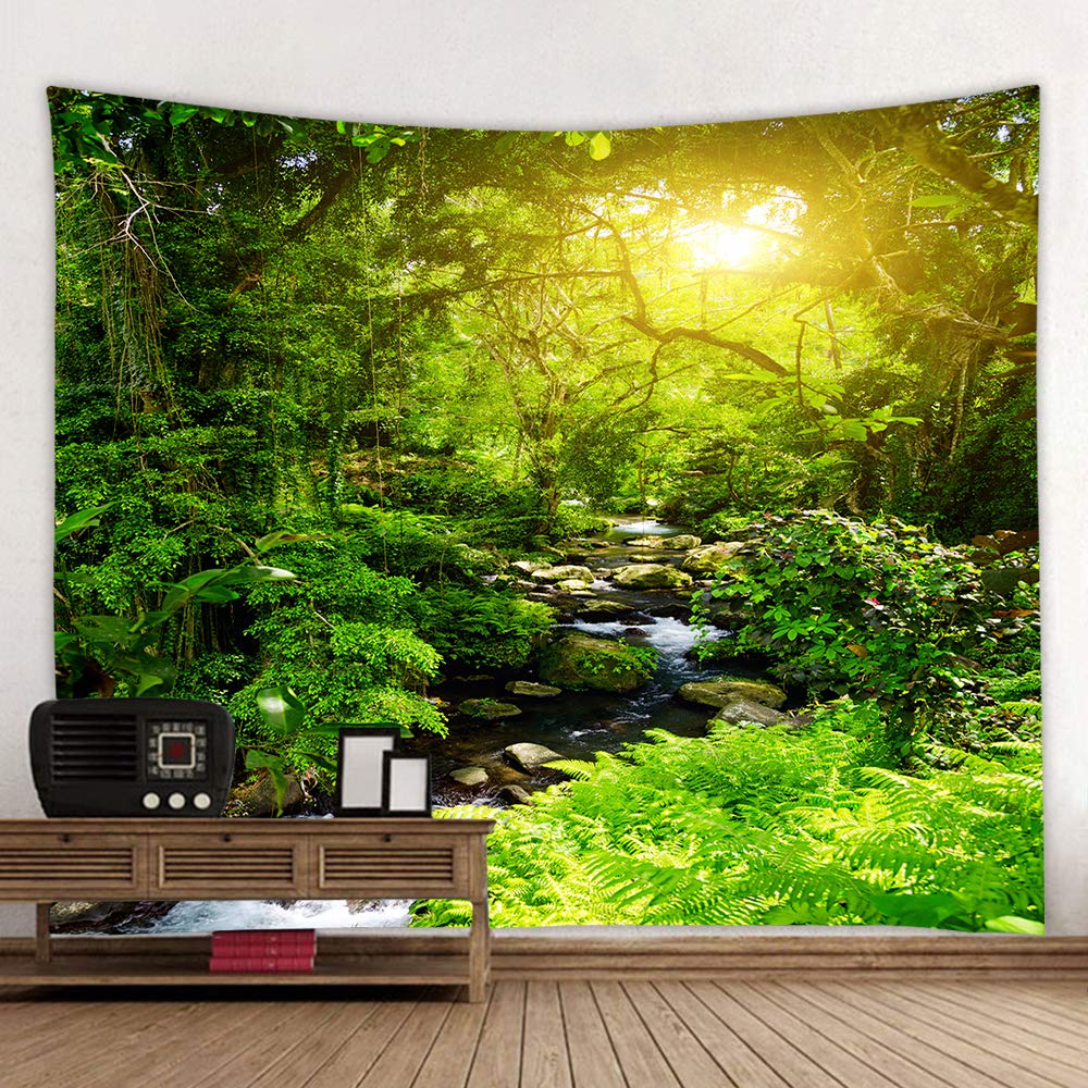 Llamazing Forest Tapestry Home Decor Landscape Living Room Bedroom Decoration Magic Tapestry Curtain (Looking Up at The Stars, 78''L×60''W)