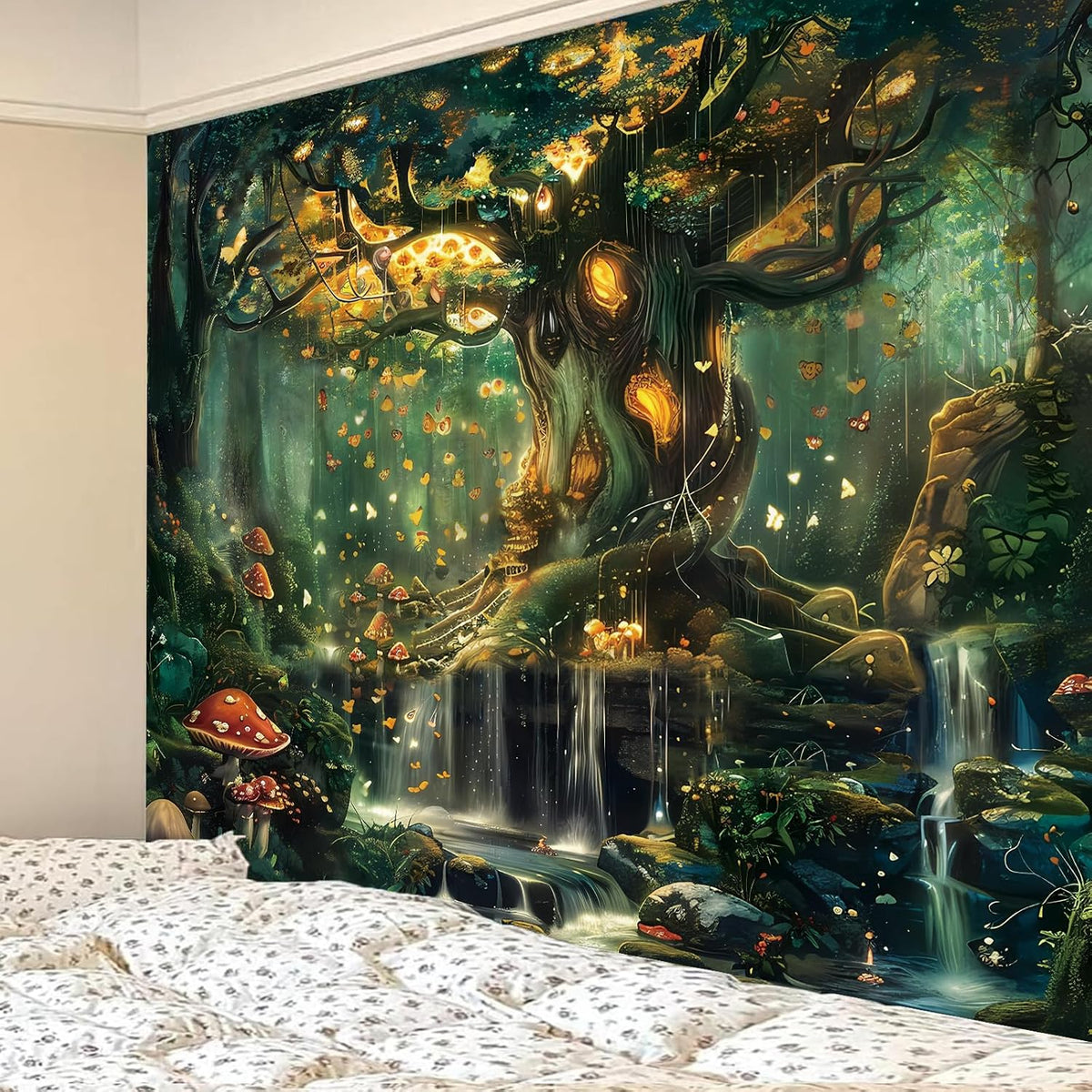 Apdidl Forest Tapestry for Bedroom, Large Green Fairy Wall Tapestries Decor