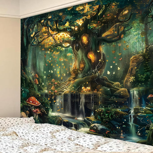 Apdidl Forest Tapestry for Bedroom, Large Green Fairy Wall Tapestries Decor
