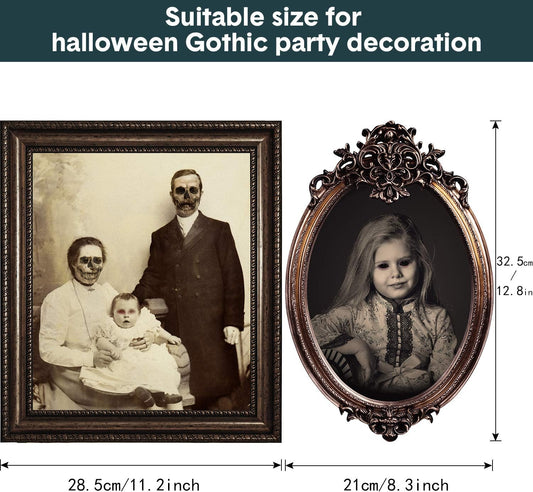 DUAIAI Halloween Decorations, 12 Pieces Laminated Halloween Gothic Decor Poster Frames Durable Haunted House Creepy Portraits Pictures Spooky Home Decor
