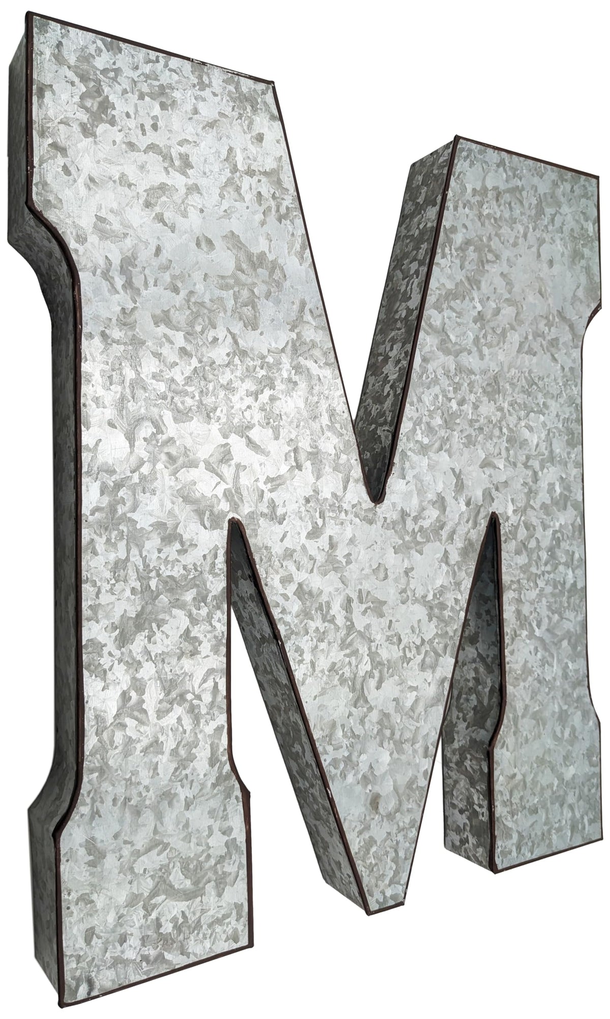 SciencePurchase 20" Metal Letter C Wall Decor, Silver with Rusted Edges, Galvanized Wall Mountable Decoration for Country, Mid-Century, or Farmhouse Themed Room or Event
