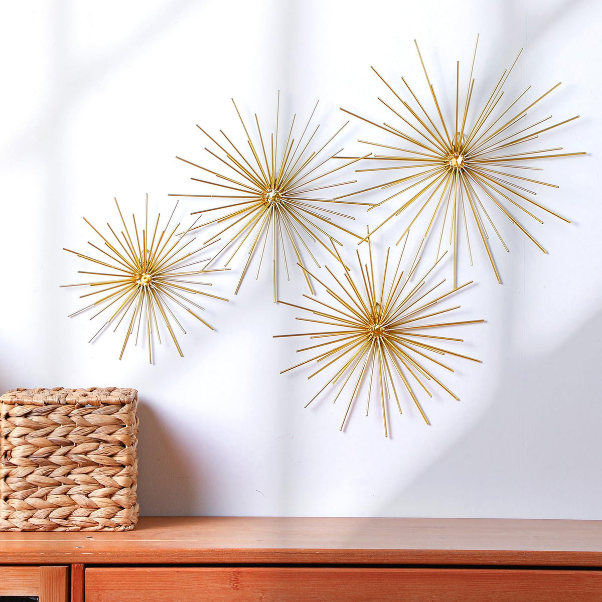 Shimeyao 4 Pcs Black Starburst Wall Decor Metal 3D Spike Wall Art Set