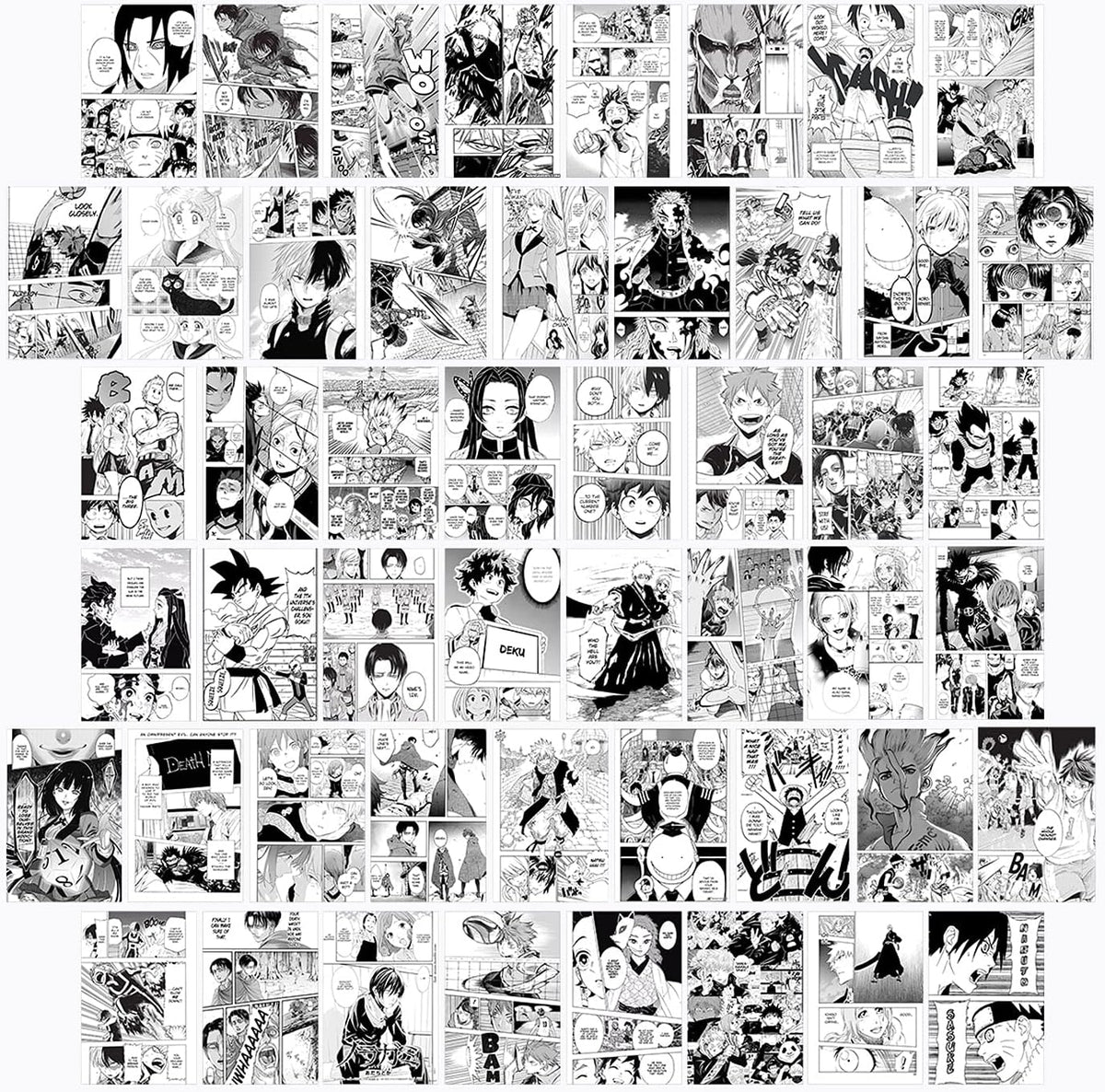 WOONKIT Anime Posters Pack - 50PCS 4X6 INCH MHA Anime Wall Collage Kit for Bedroom Wall, Dorm Decor, Teen Room Aesthetic