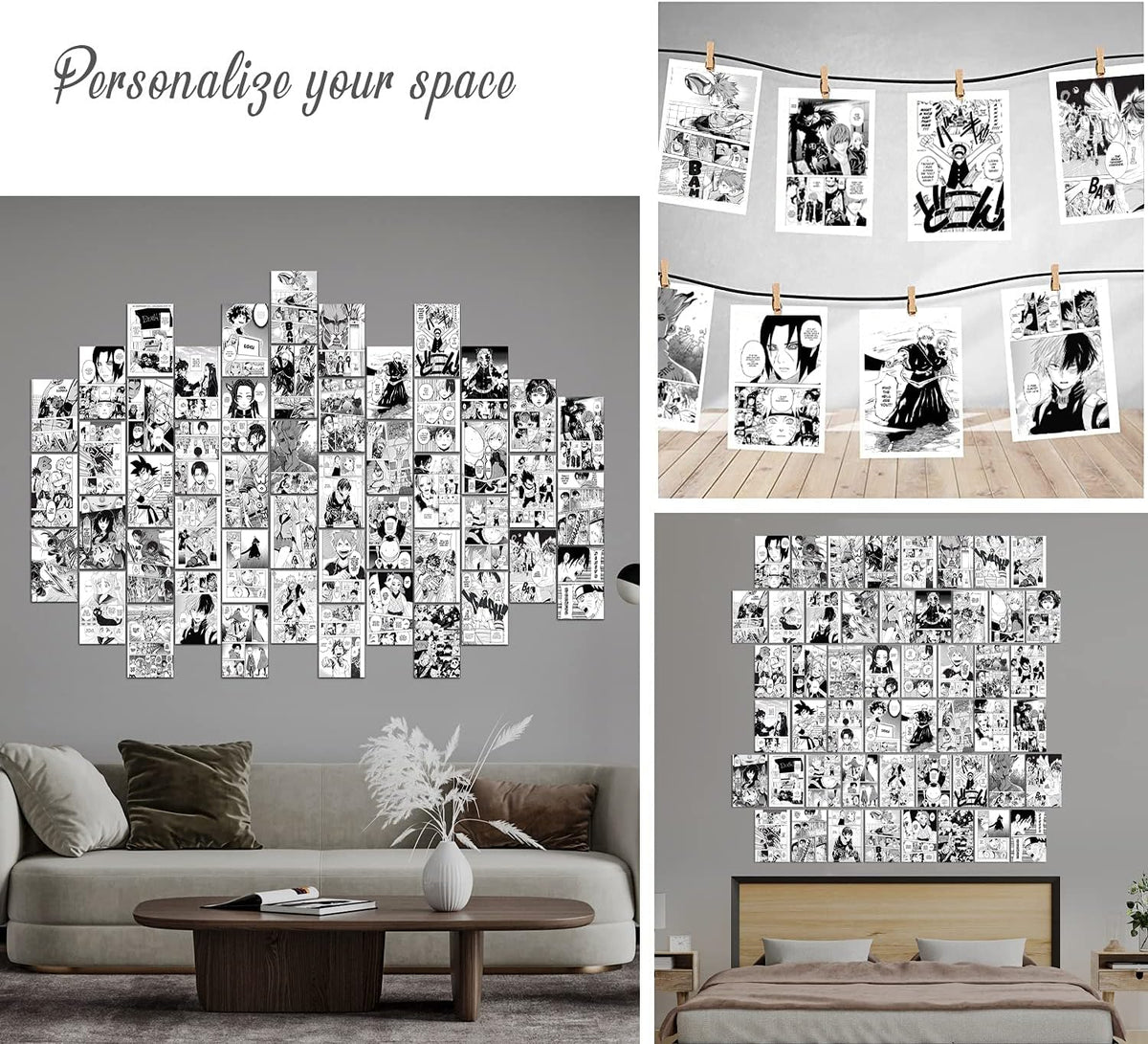 WOONKIT Anime Posters Pack - 50PCS 4X6 INCH MHA Anime Wall Collage Kit for Bedroom Wall, Dorm Decor, Teen Room Aesthetic