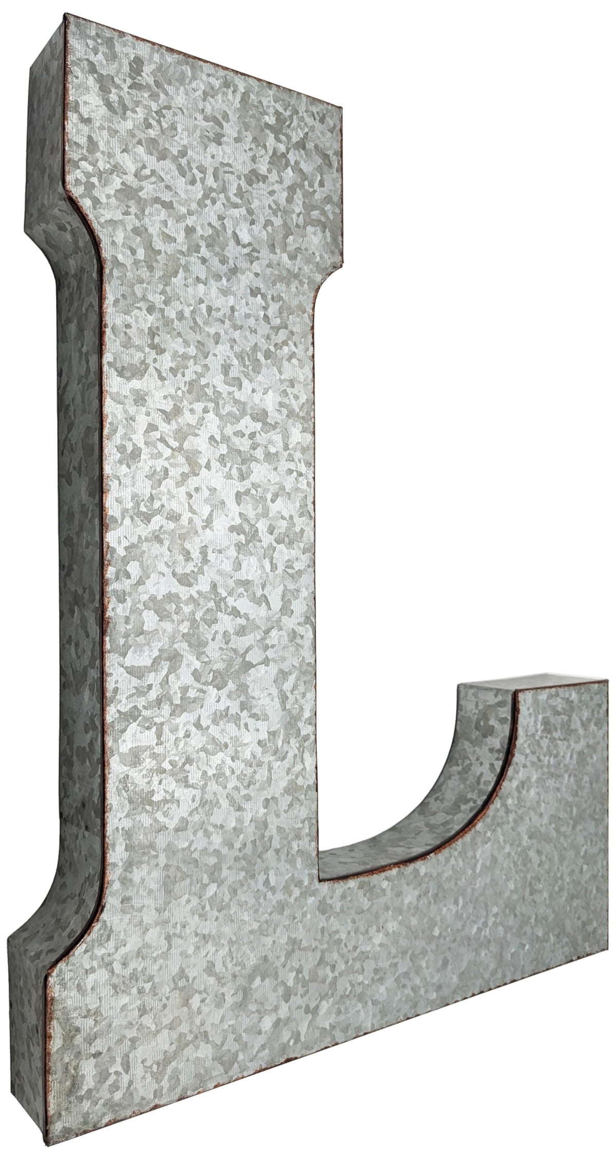 SciencePurchase 20" Metal Letter C Wall Decor, Silver with Rusted Edges, Galvanized Wall Mountable Decoration for Country, Mid-Century, or Farmhouse Themed Room or Event