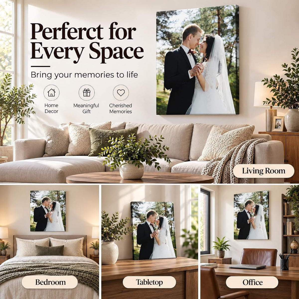 Custom Canvas Prints with Your Photo, Personalized Picture Wall Art 8x10in