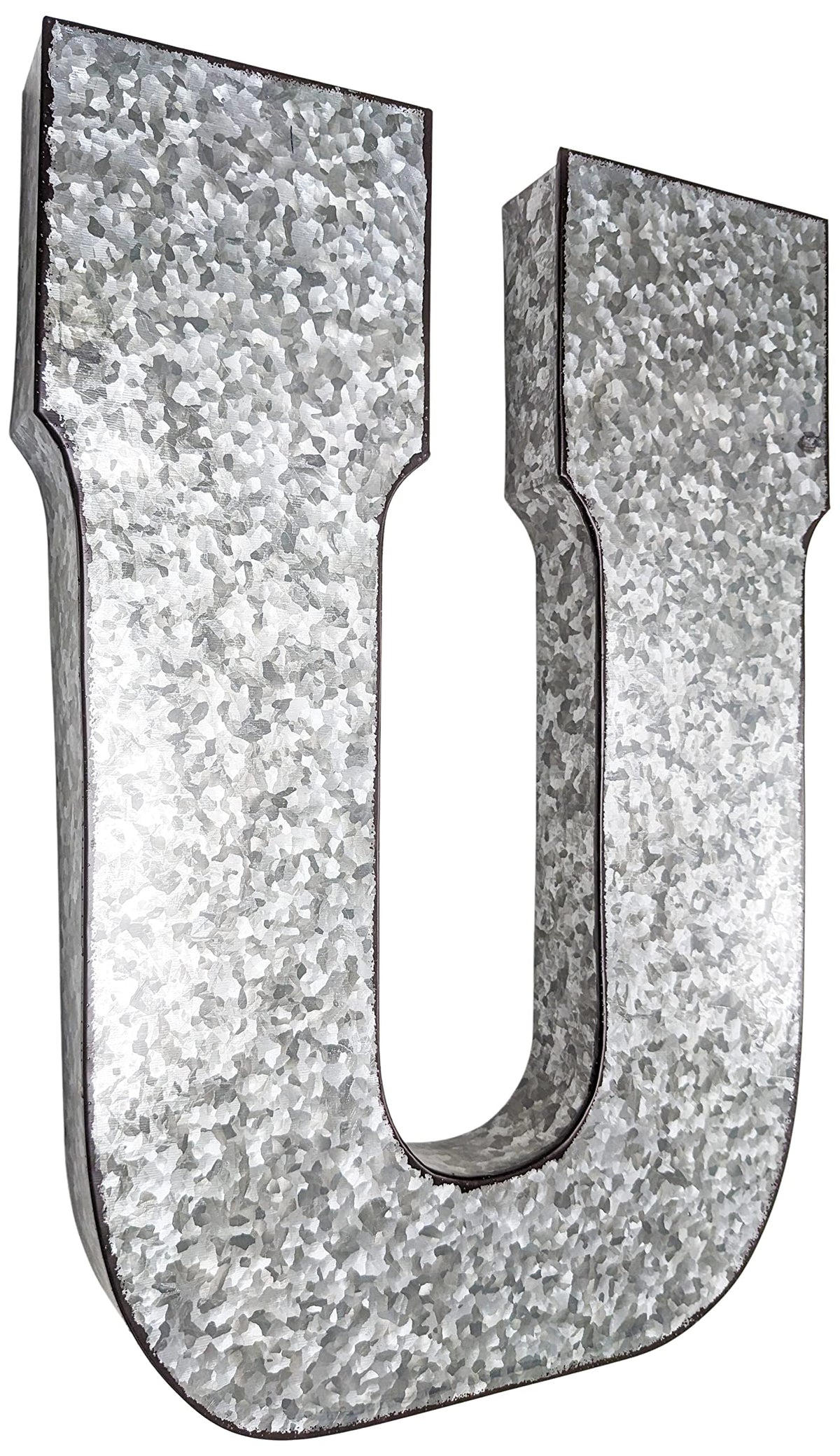 SciencePurchase 20" Metal Letter C Wall Decor, Silver with Rusted Edges, Galvanized Wall Mountable Decoration for Country, Mid-Century, or Farmhouse Themed Room or Event