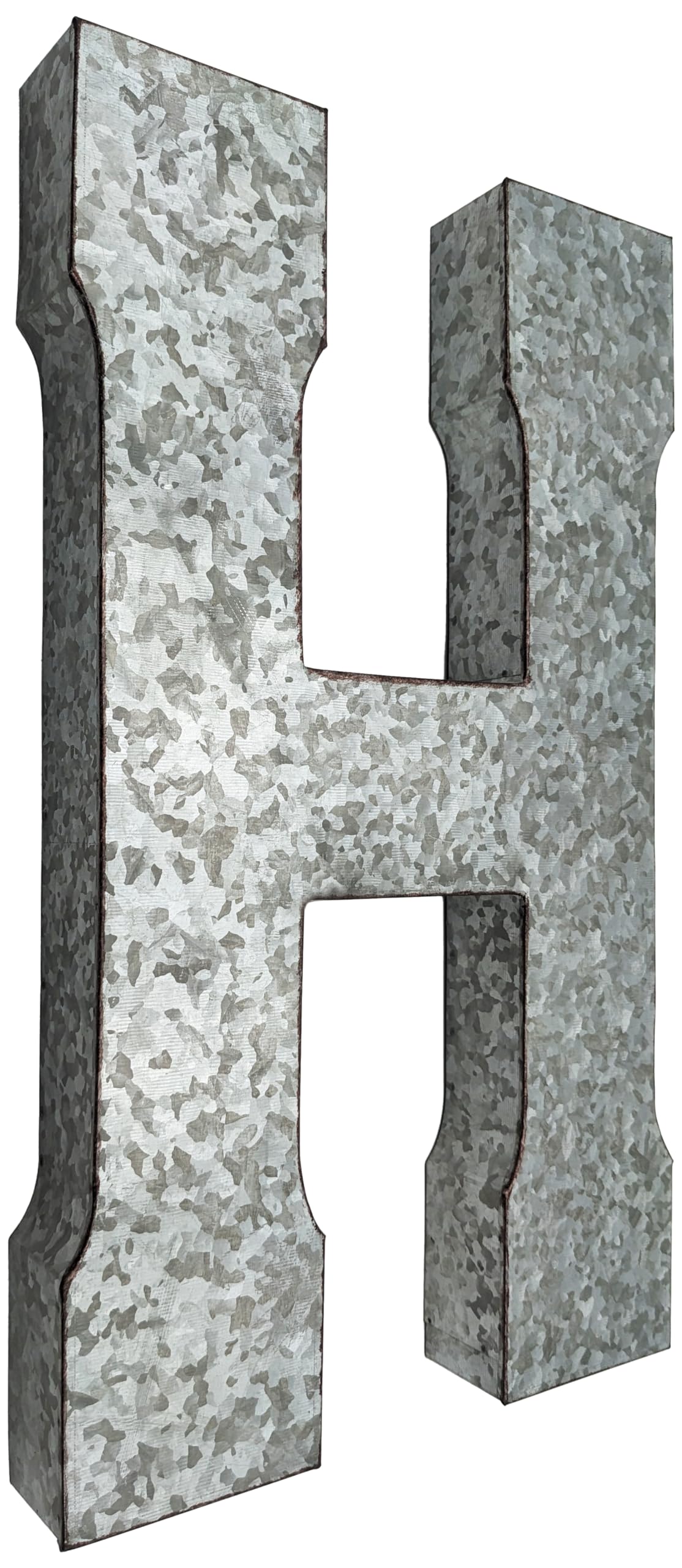 SciencePurchase 20" Metal Letter C Wall Decor, Silver with Rusted Edges, Galvanized Wall Mountable Decoration for Country, Mid-Century, or Farmhouse Themed Room or Event