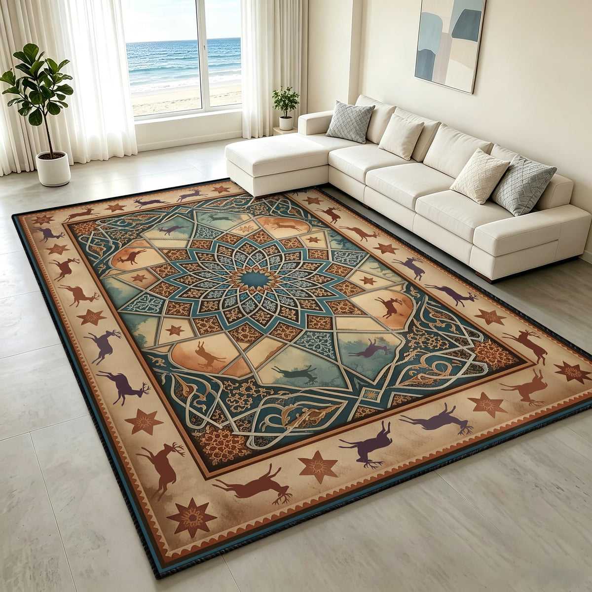 Indian Elephant Area Rug 3x5 Red Vintage Boho Tapestry Style Carpet