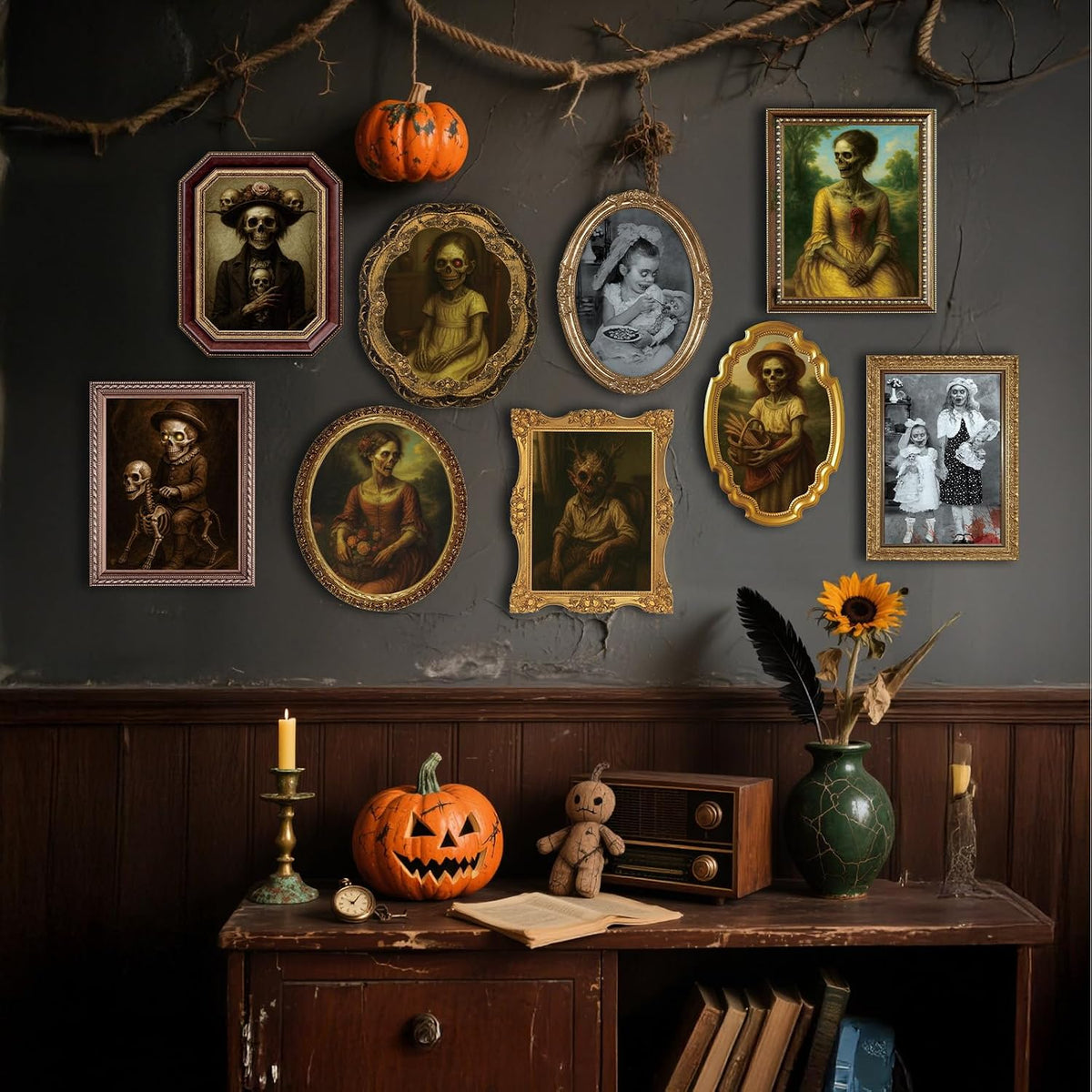 Scary Halloween Decoration Indoor, 12Pack 3D Changing Face Moving Picture