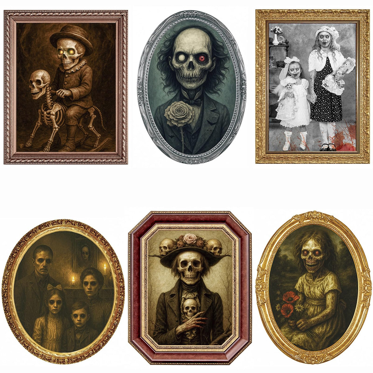 Halloween Decorations Indoor Scary, 3D Changing Face Moving Portraits 6Pack
