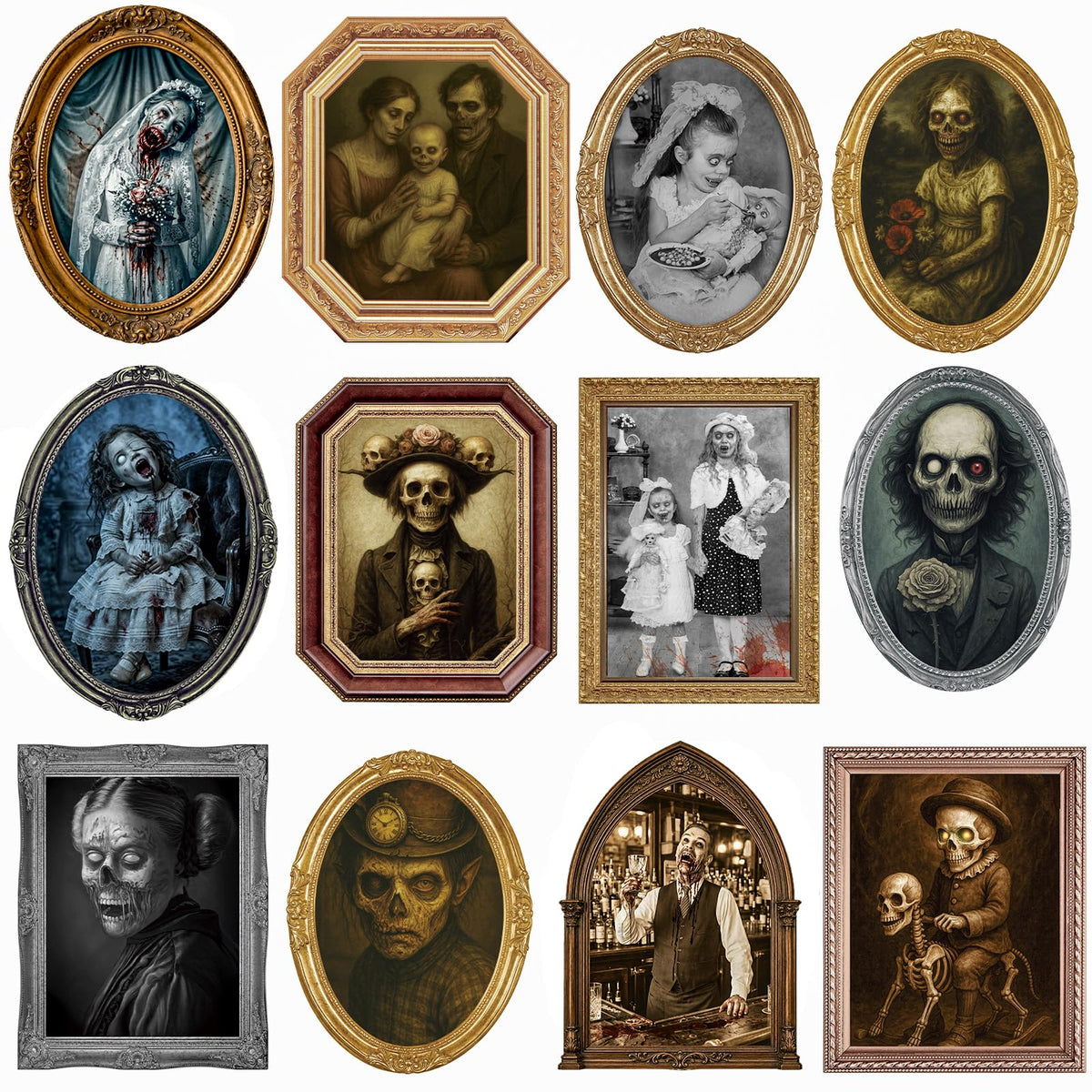 Halloween Decorations Indoor Scary, 3D Changing Face Moving Portraits 6Pack
