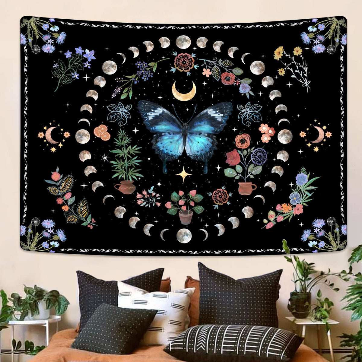 Fowocu Boho Floral Mandala Tapestry Wall Hanging Bohemian Flower Medallion Tapestry Aesthetic Beige Brown Hippie Indian Small Tapestries for Bedroom Living Room Dorm Decor 40 x 30 Inch