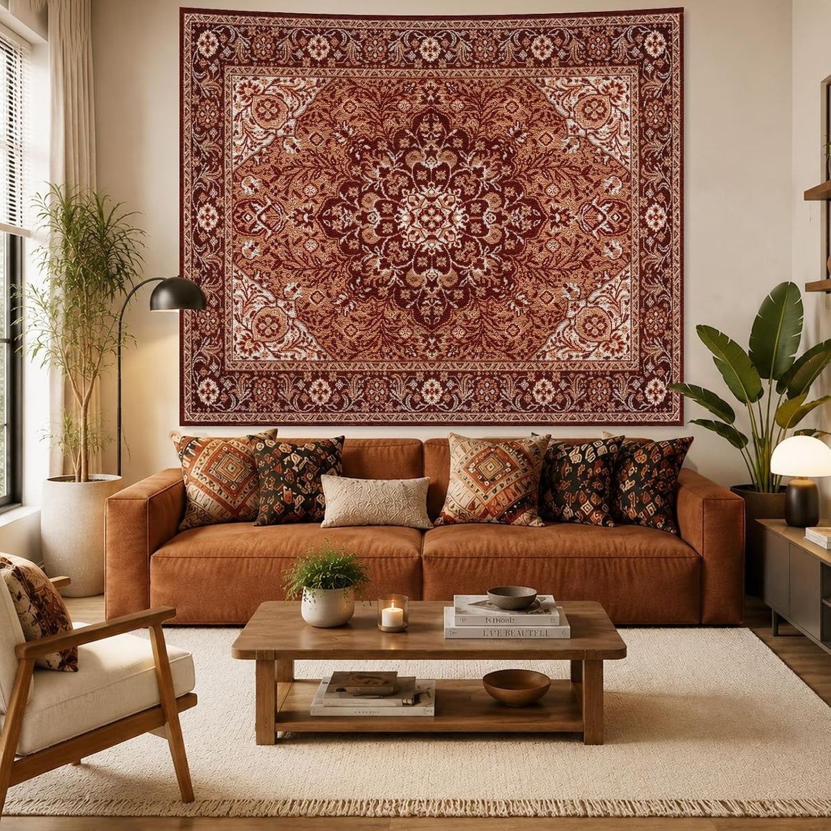 Apdidl Boho Mandala Hippie Wall Tapestry,Orange Vintage Indian Tapestries