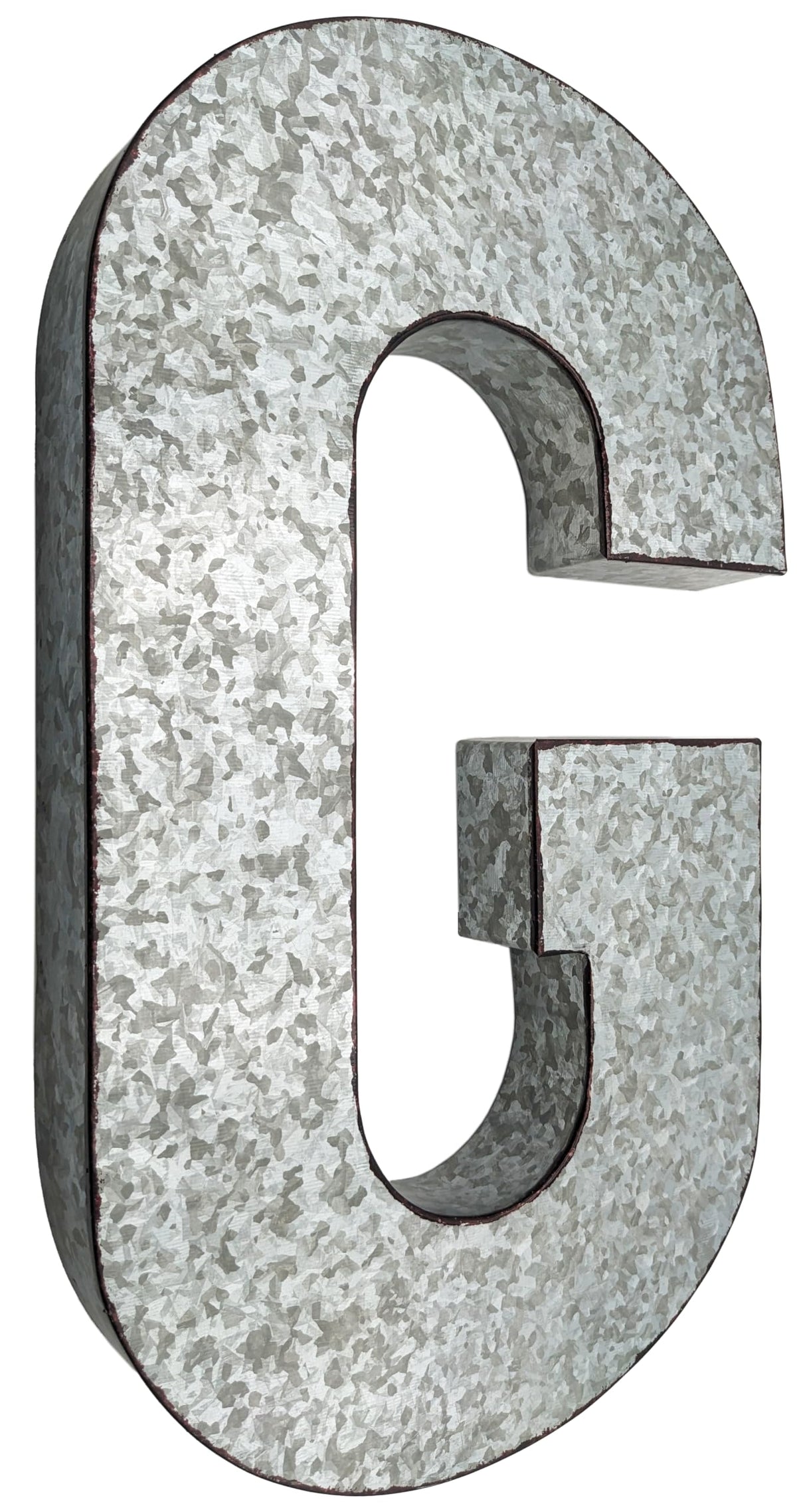 SciencePurchase 20" Metal Letter C Wall Decor, Silver with Rusted Edges, Galvanized Wall Mountable Decoration for Country, Mid-Century, or Farmhouse Themed Room or Event