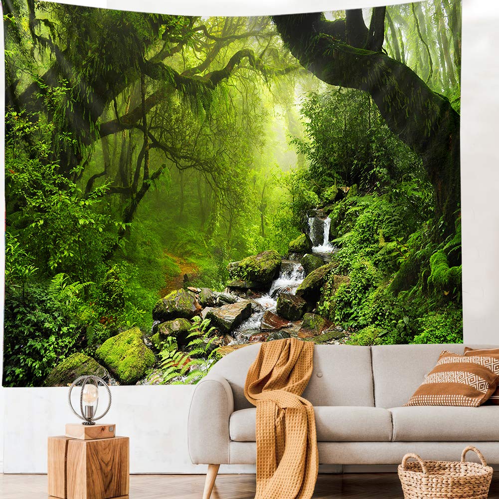 Llamazing Forest Tapestry Home Decor Landscape Living Room Bedroom Decoration Magic Tapestry Curtain (Looking Up at The Stars, 78''L×60''W)