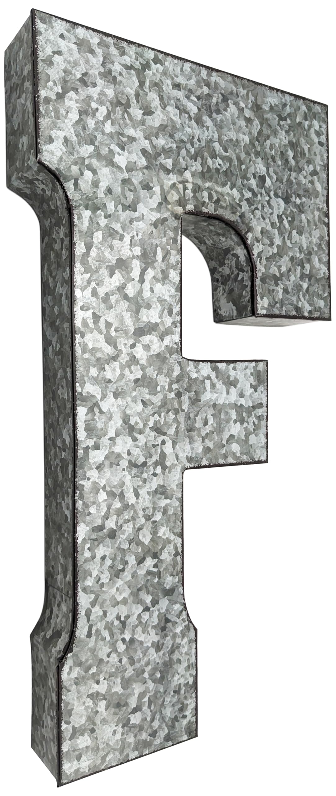 SciencePurchase 20" Metal Letter C Wall Decor, Silver with Rusted Edges, Galvanized Wall Mountable Decoration for Country, Mid-Century, or Farmhouse Themed Room or Event