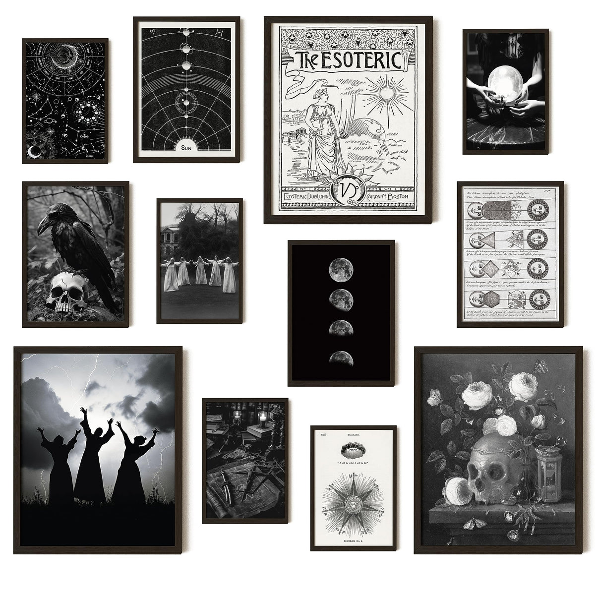 Dark Academia Wall Art Unframed, 12pcs Gothic Prints for Wall Decor