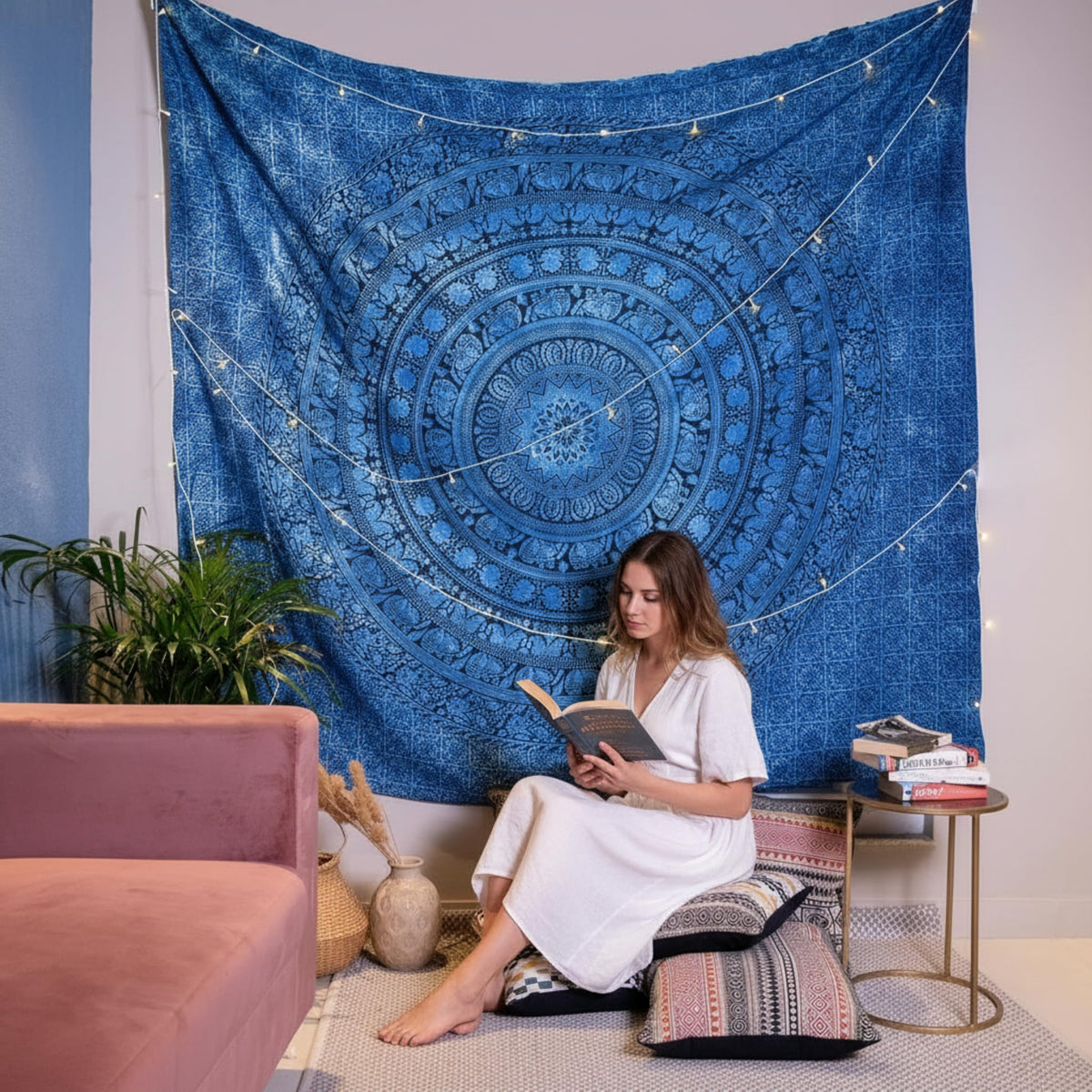Craft Trade Cotton Mandala Tapestry, Indian Wall Hanging Decor, 50x60 In