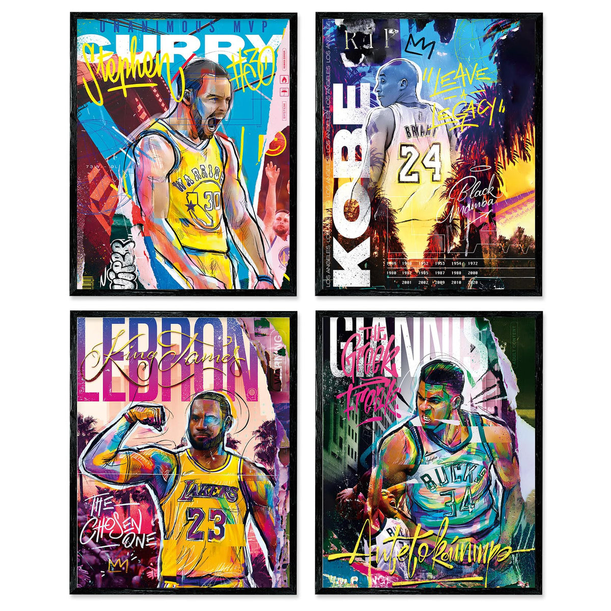 Soccer Posters 8x10 Inch Canvas Prints Unframed Set of 4 - Messi, Ronaldo, Mbape And Neymar Famous Football Superstar Poster Sports Decor for Boys Bedroom Wall Art