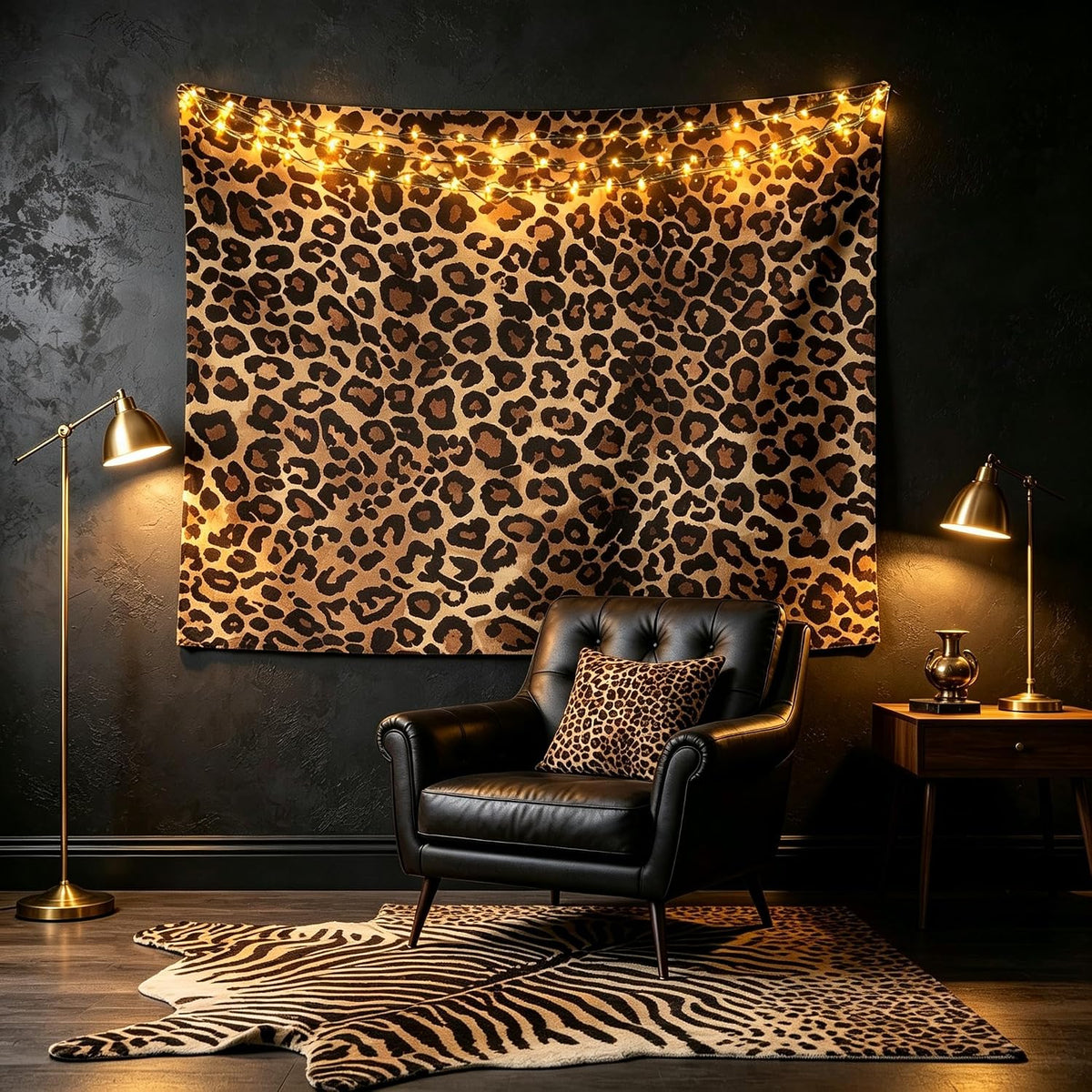Erosebridal Leopard Print Tapestry Cheetah Decor Wall Hanging Geometric Wall Tapestry African Safari Animal Tapestries Modern Abstract Pattern for Kid Boy Men Artwork Large 59x82