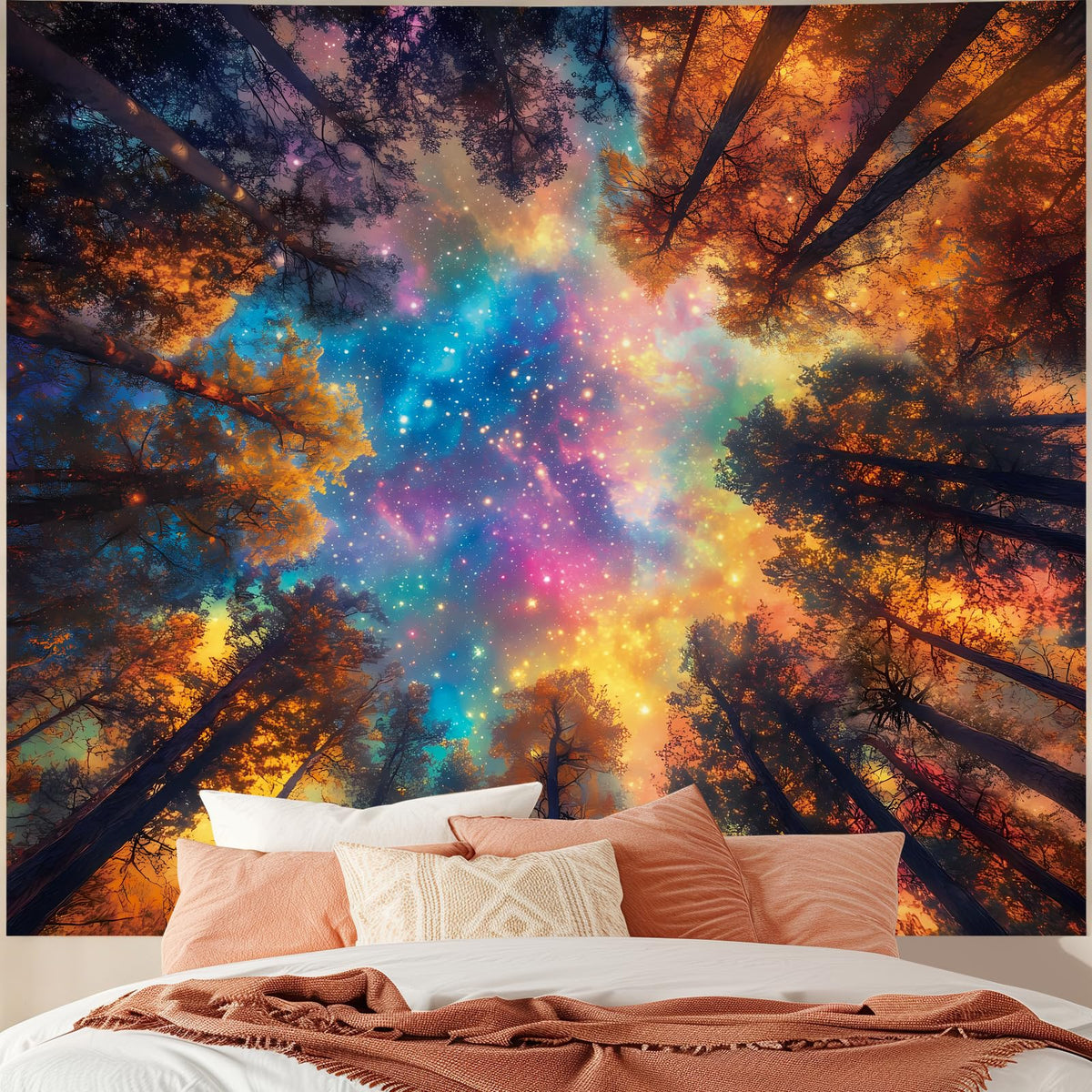 Avinyl Tree of Life Tapestry Wall Hanging, Large Black Sun Moon Tapestries