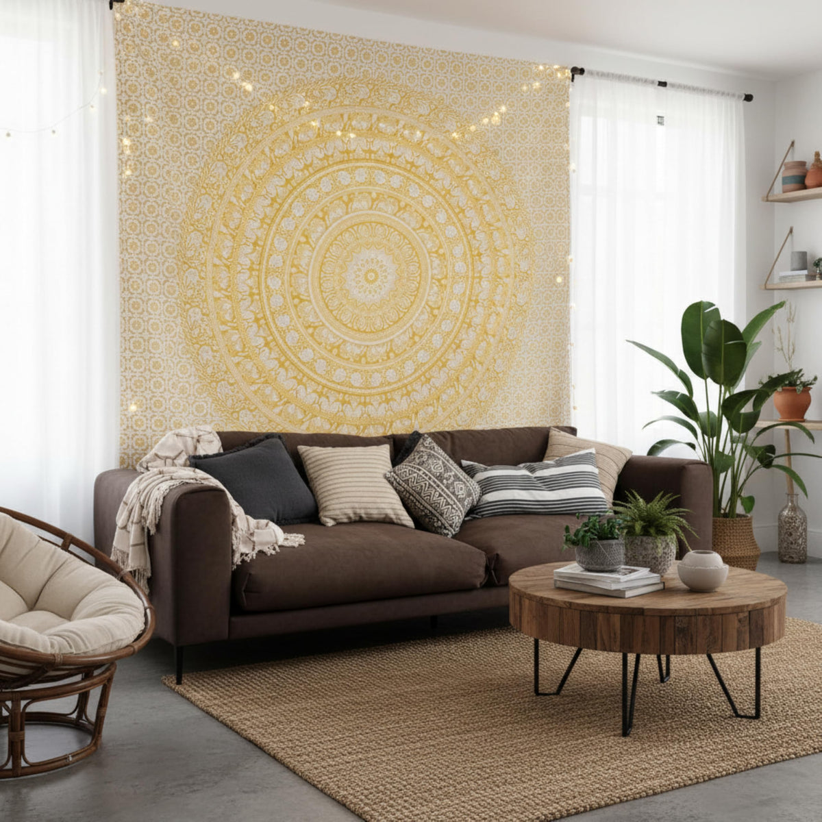 Craft Trade Cotton Mandala Tapestry, Indian Wall Hanging Decor, 50x60 In