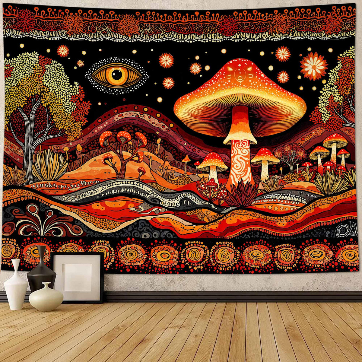Yeoiat Mushroom Tapestry Hippie Tapestry for Bedroom Cute Tapestries Aesthetic Wall Tapestries Hanging for Bedroom Dorm Living Room (Mushroom, 36.00" X 48.00")