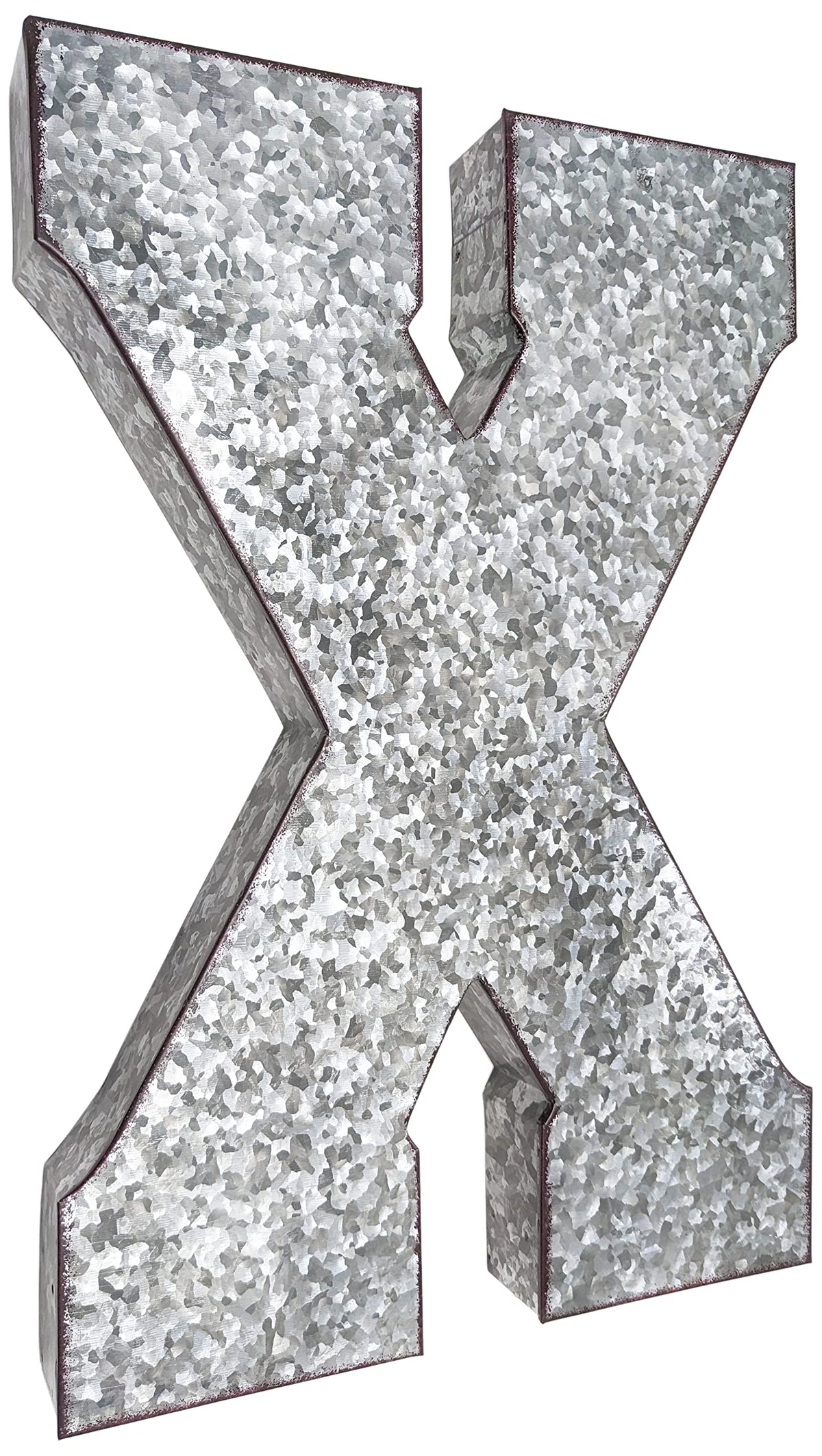 SciencePurchase 20" Metal Letter C Wall Decor, Silver with Rusted Edges, Galvanized Wall Mountable Decoration for Country, Mid-Century, or Farmhouse Themed Room or Event