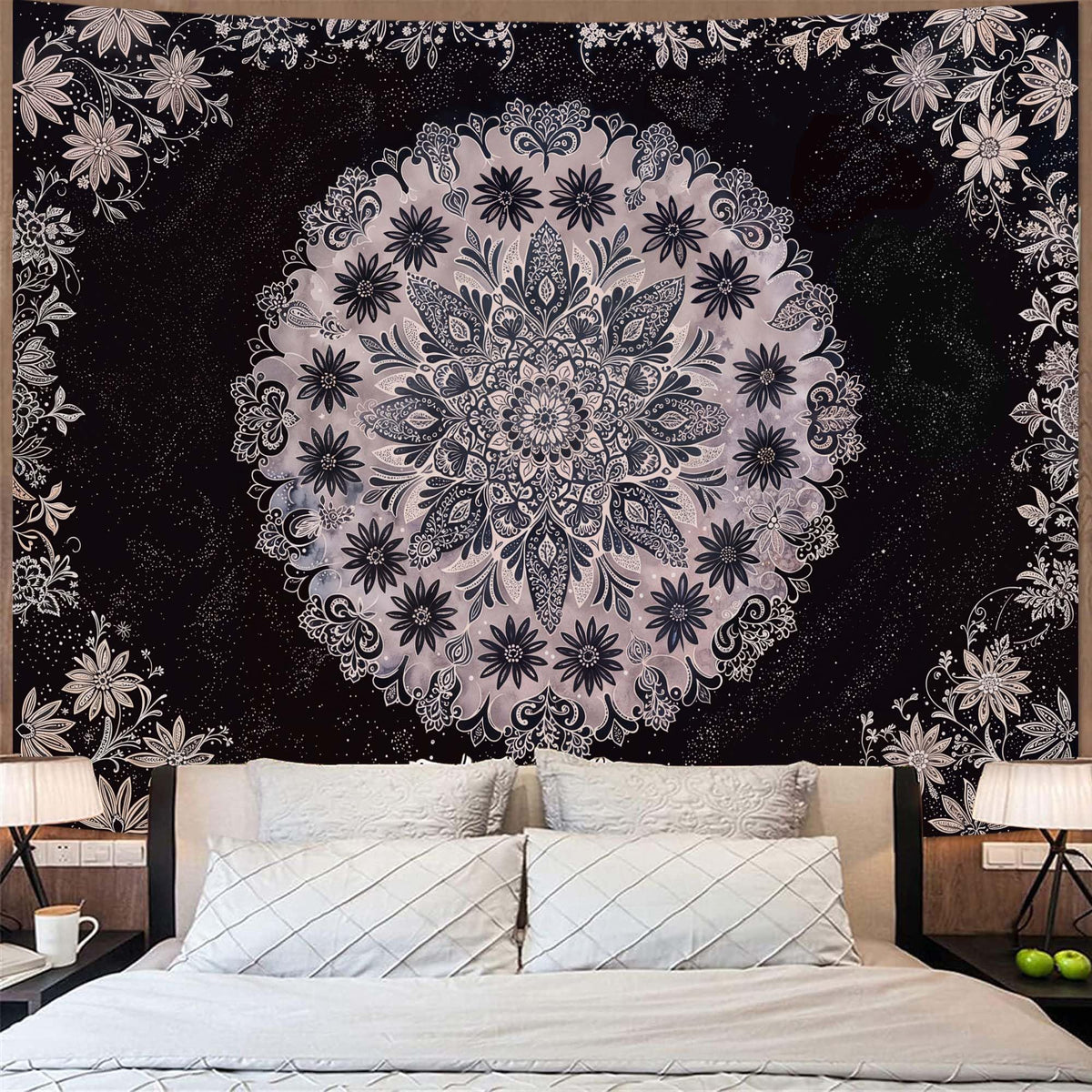 Fowocu Boho Floral Mandala Tapestry Wall Hanging Bohemian Flower Medallion Tapestry Aesthetic Beige Brown Hippie Indian Small Tapestries for Bedroom Living Room Dorm Decor 40 x 30 Inch