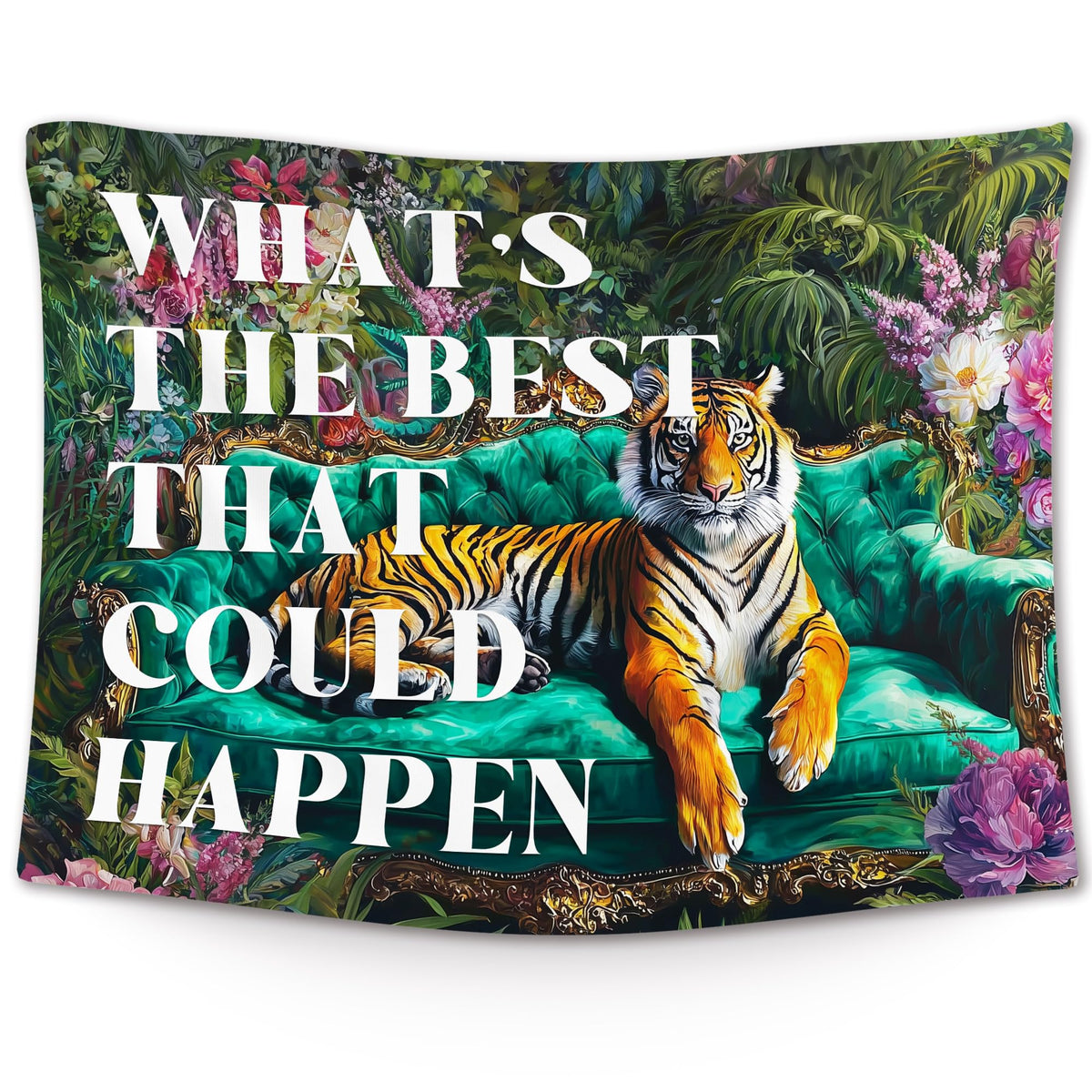 XLDLIOO Preppy Leopard Disco Classroom Tapestry, What's The Best That Could Happen, Retro Maximalist Tapestry Hanging for Girly Room Bedroom, Groovy Tapestries Wall Decor Art for Teen Girls Dorm 50x60in
