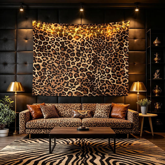 Erosebridal Leopard Print Tapestry Cheetah Decor Wall Hanging Geometric Wall Tapestry African Safari Animal Tapestries Modern Abstract Pattern for Kid Boy Men Artwork Large 59x82