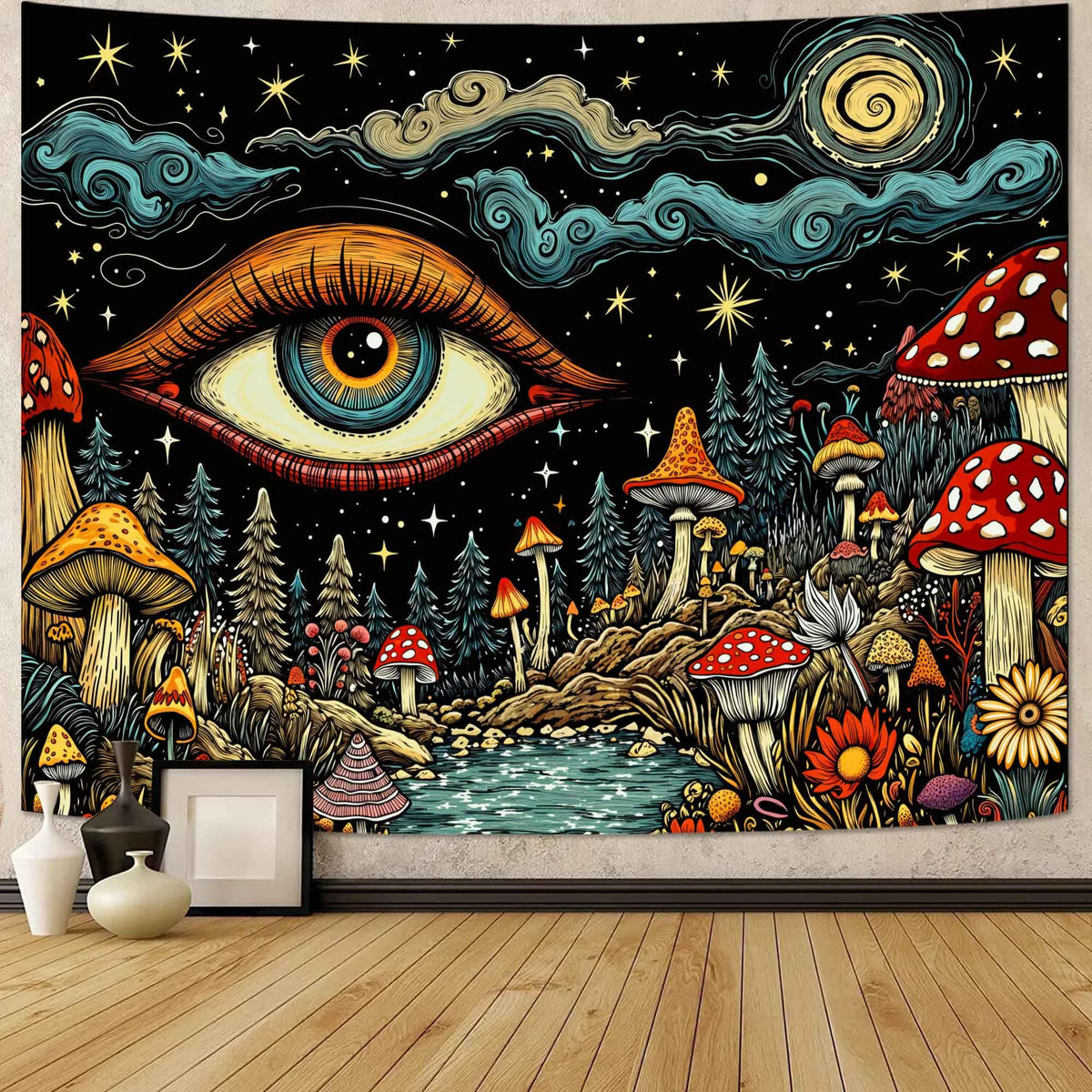 Lifeel Black and White Floral Tapestry, Boho Aesthetic Tapestries, Wall Hanging for Bedroom Living Room Dorm