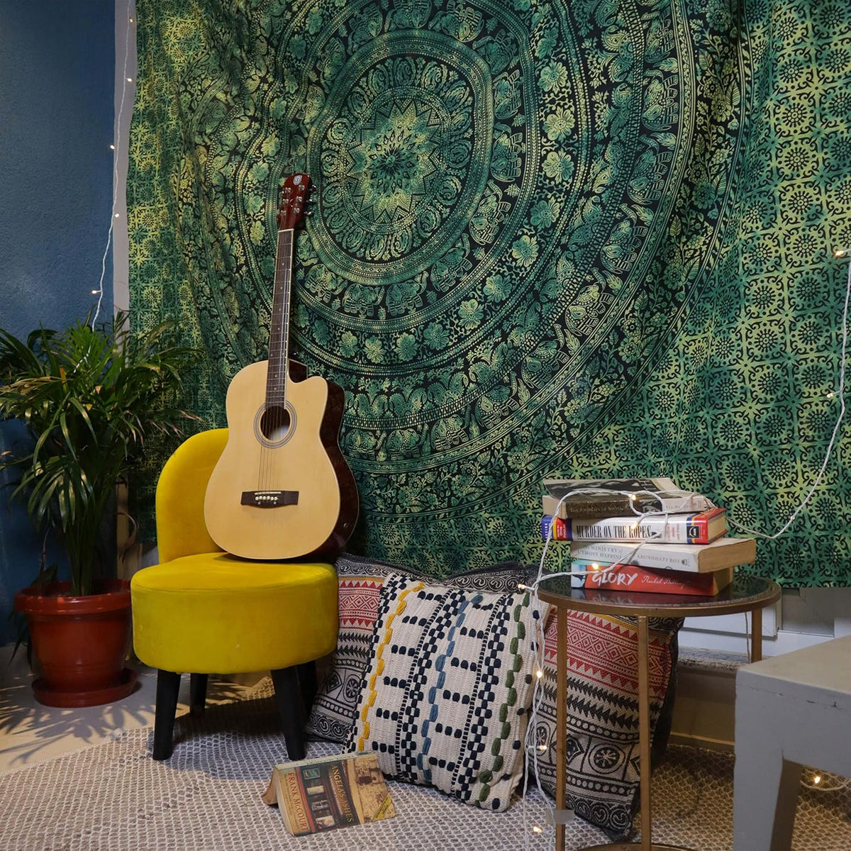 Craft Trade Cotton Mandala Tapestry, Indian Wall Hanging Decor, 50x60 In