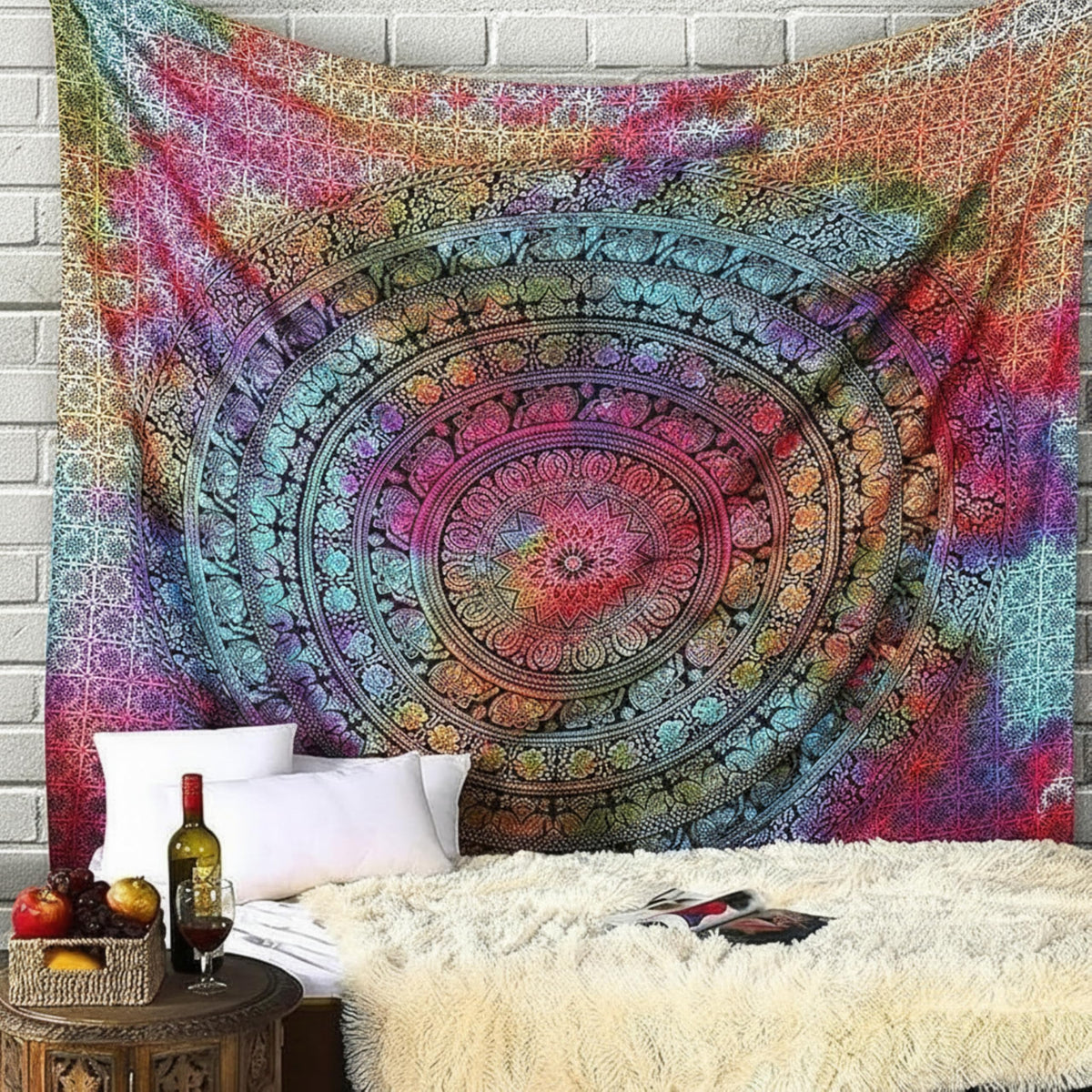 Craft Trade Cotton Mandala Tapestry, Indian Wall Hanging Decor, 50x60 In