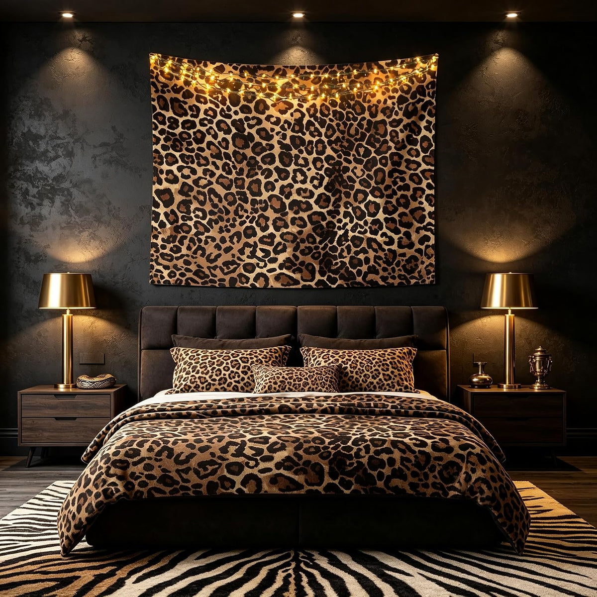 Erosebridal Leopard Print Tapestry Cheetah Decor Wall Hanging Geometric Wall Tapestry African Safari Animal Tapestries Modern Abstract Pattern for Kid Boy Men Artwork Large 59x82